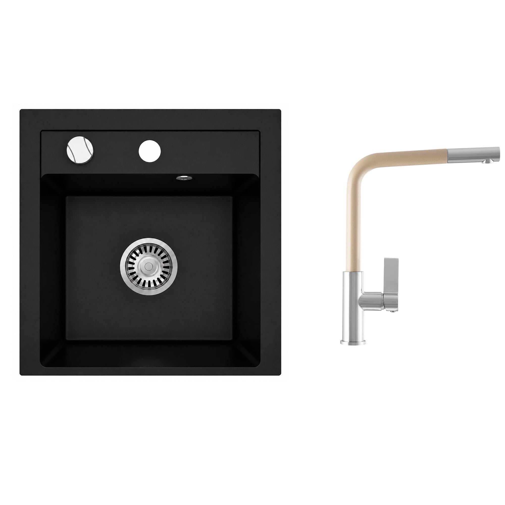 Faizee Home Granitspüle Milano 52 × 49 cm mit wählbarer Armatur