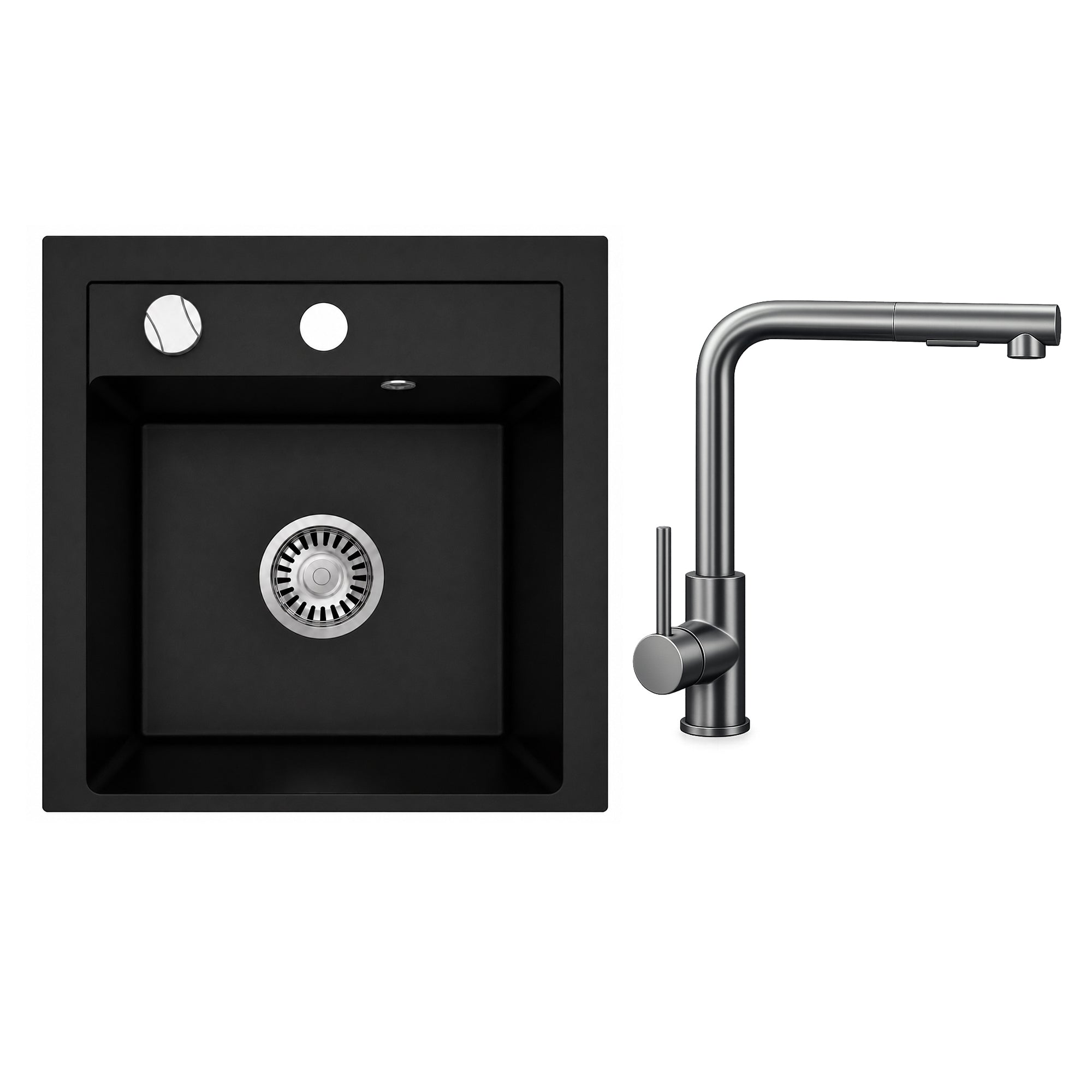 Faizee Home Granitspüle Milano 52 × 49 cm mit wählbarer Armatur