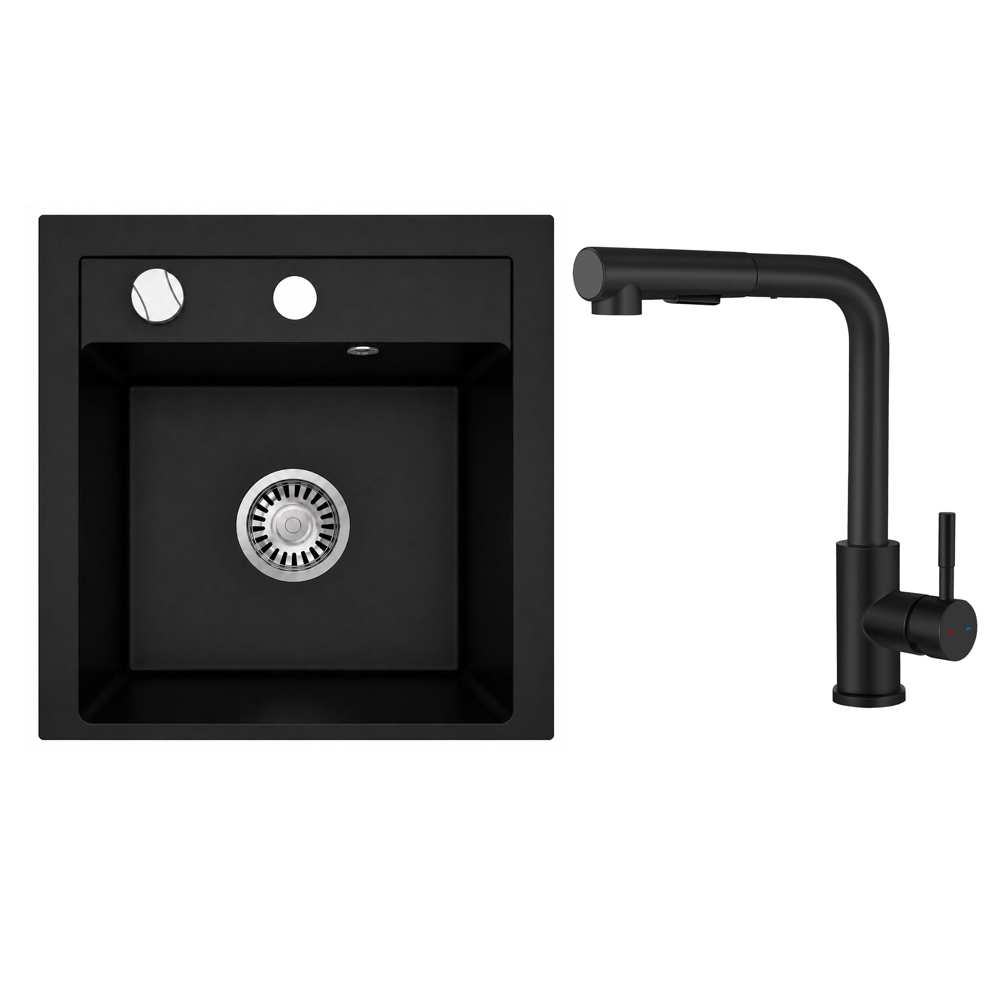 Faizee Home Granitspüle Milano 52 × 49 cm mit wählbarer Armatur