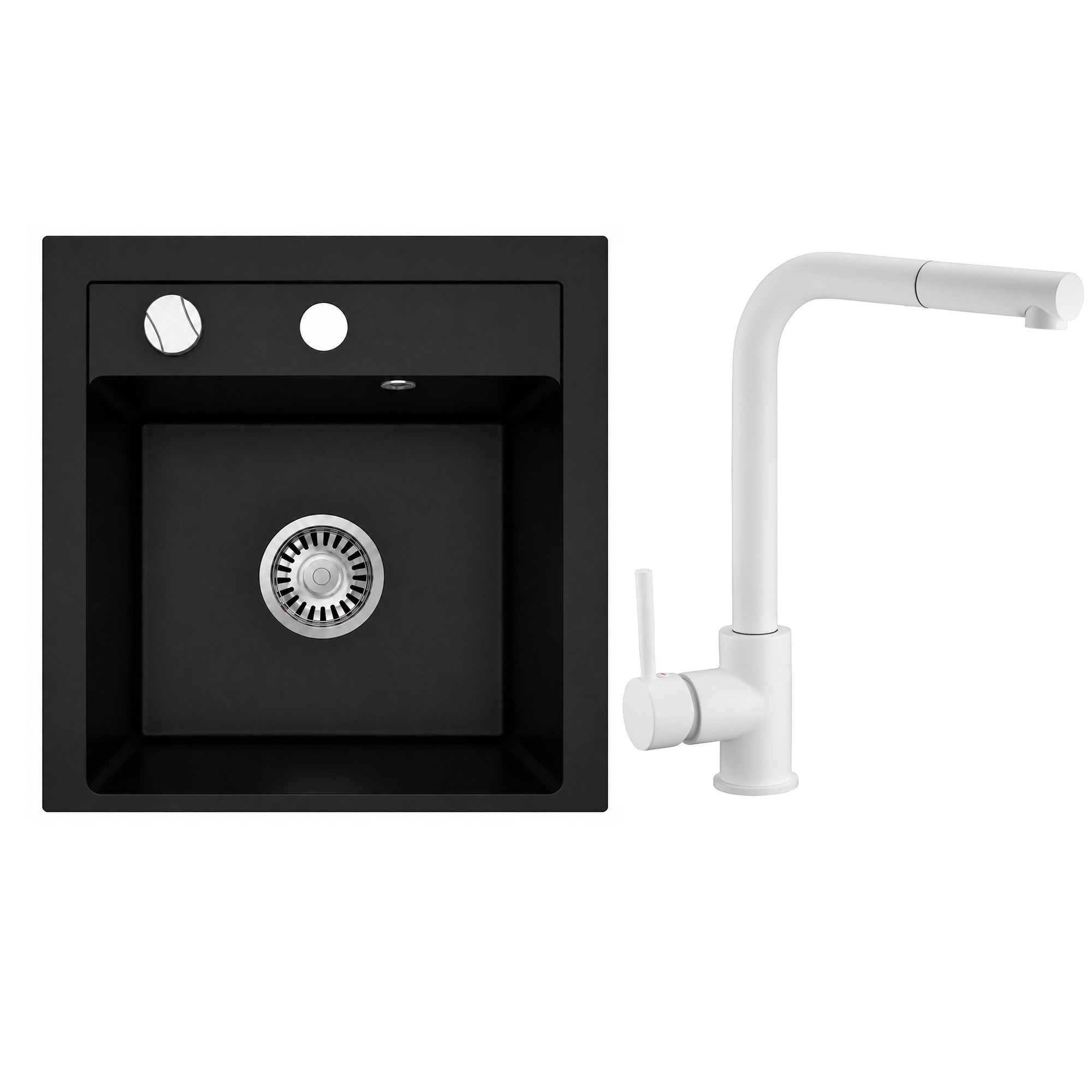 Faizee Home Granitspüle Milano 52 × 49 cm mit wählbarer Armatur