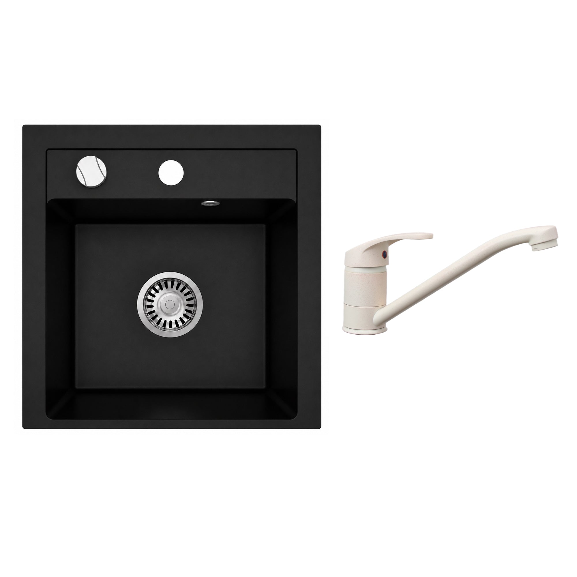 Faizee Home Granitspüle Milano 52 × 49 cm mit wählbarer Armatur