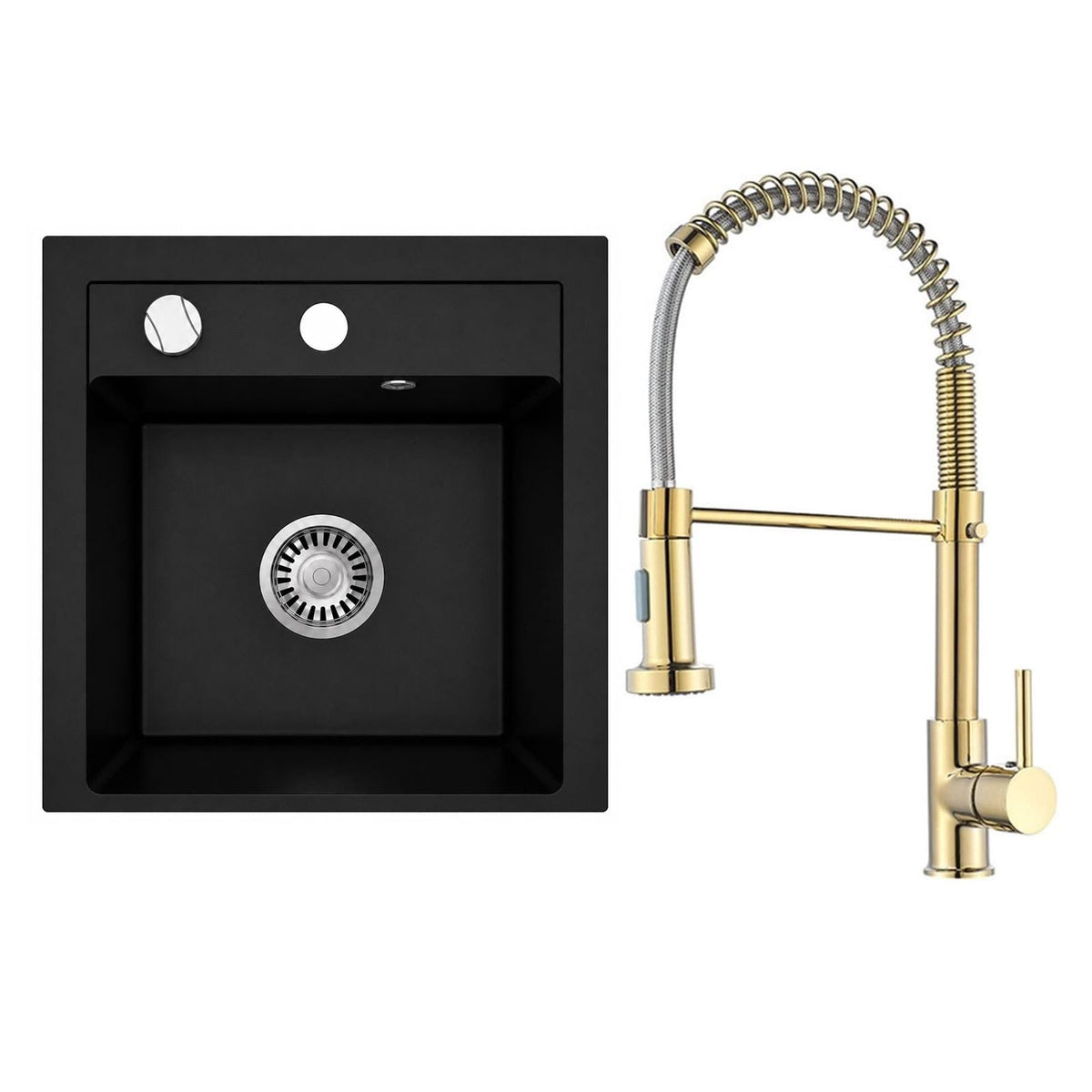Faizee Home Granitspüle Milano 52 × 49 cm mit wählbarer Armatur