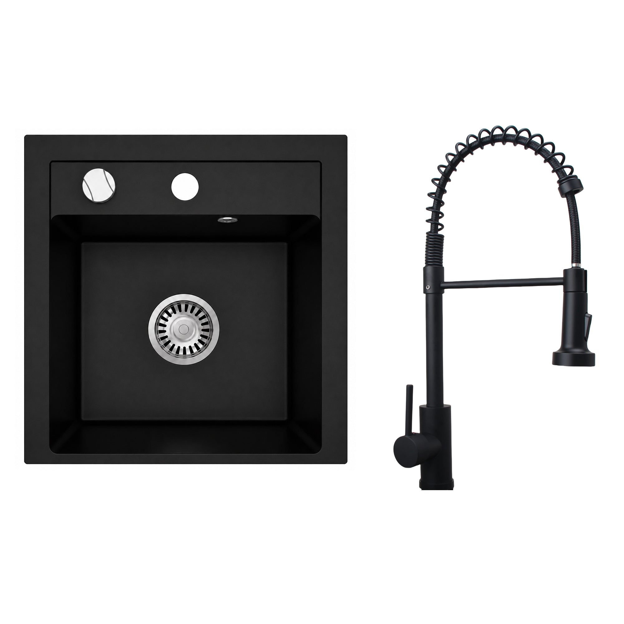 Faizee Home Granitspüle Milano 52 × 49 cm mit wählbarer Armatur