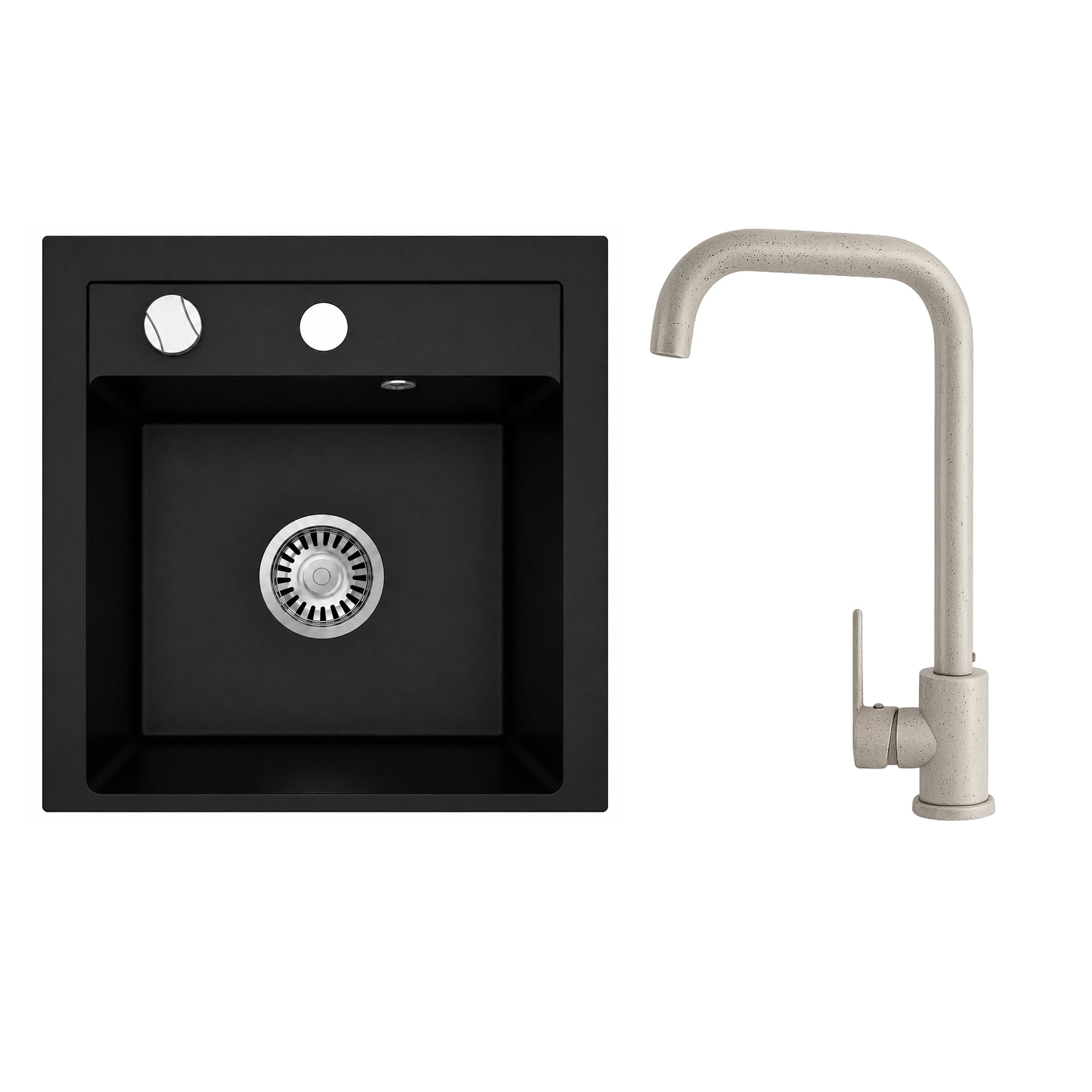 Faizee Home Granitspüle Milano 52 × 49 cm mit wählbarer Armatur