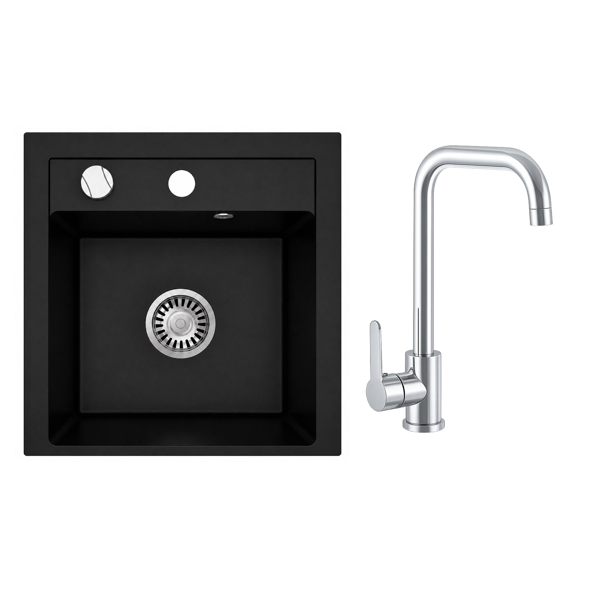 Faizee Home Granitspüle Milano 52 × 49 cm mit wählbarer Armatur