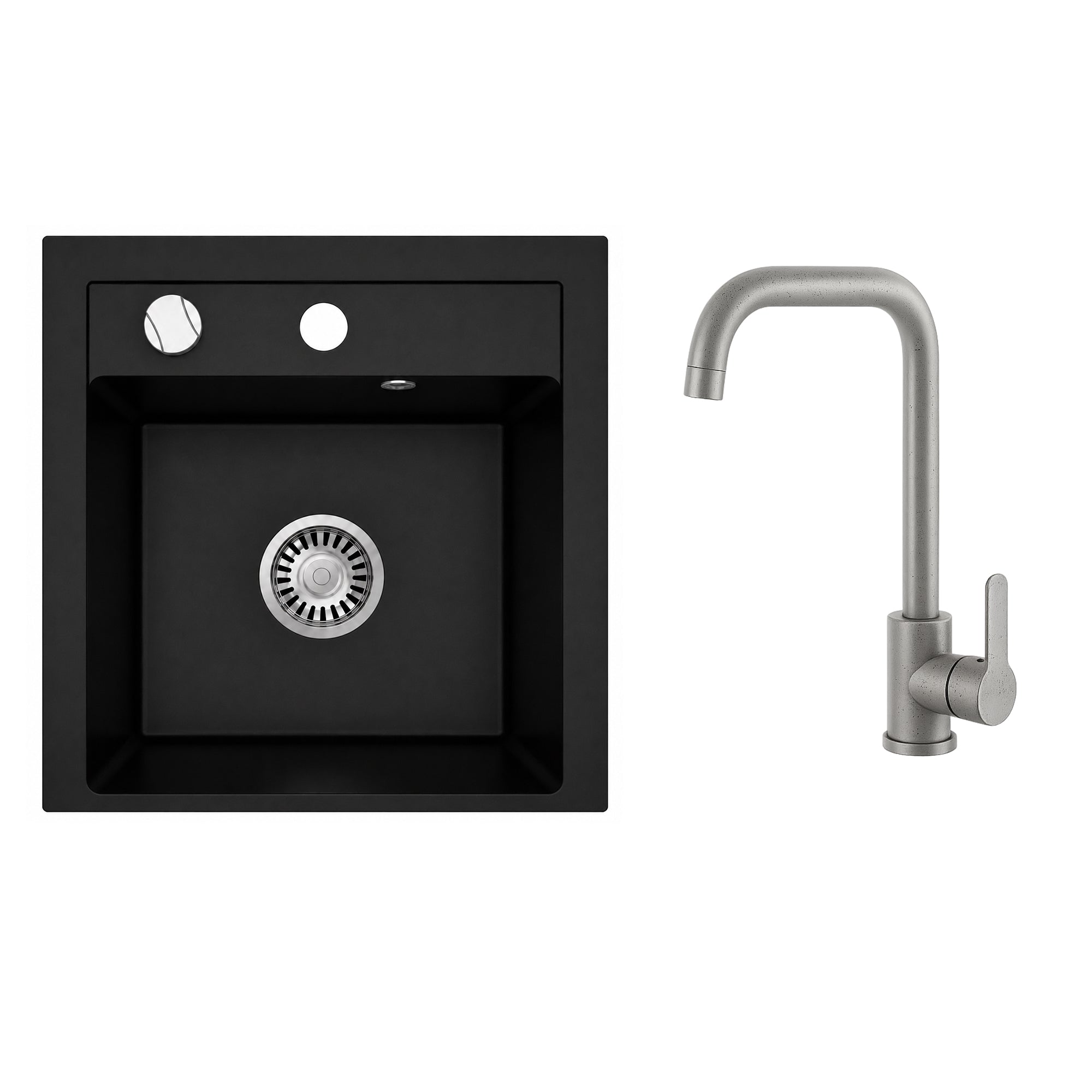 Faizee Home Granitspüle Milano 52 × 49 cm mit wählbarer Armatur