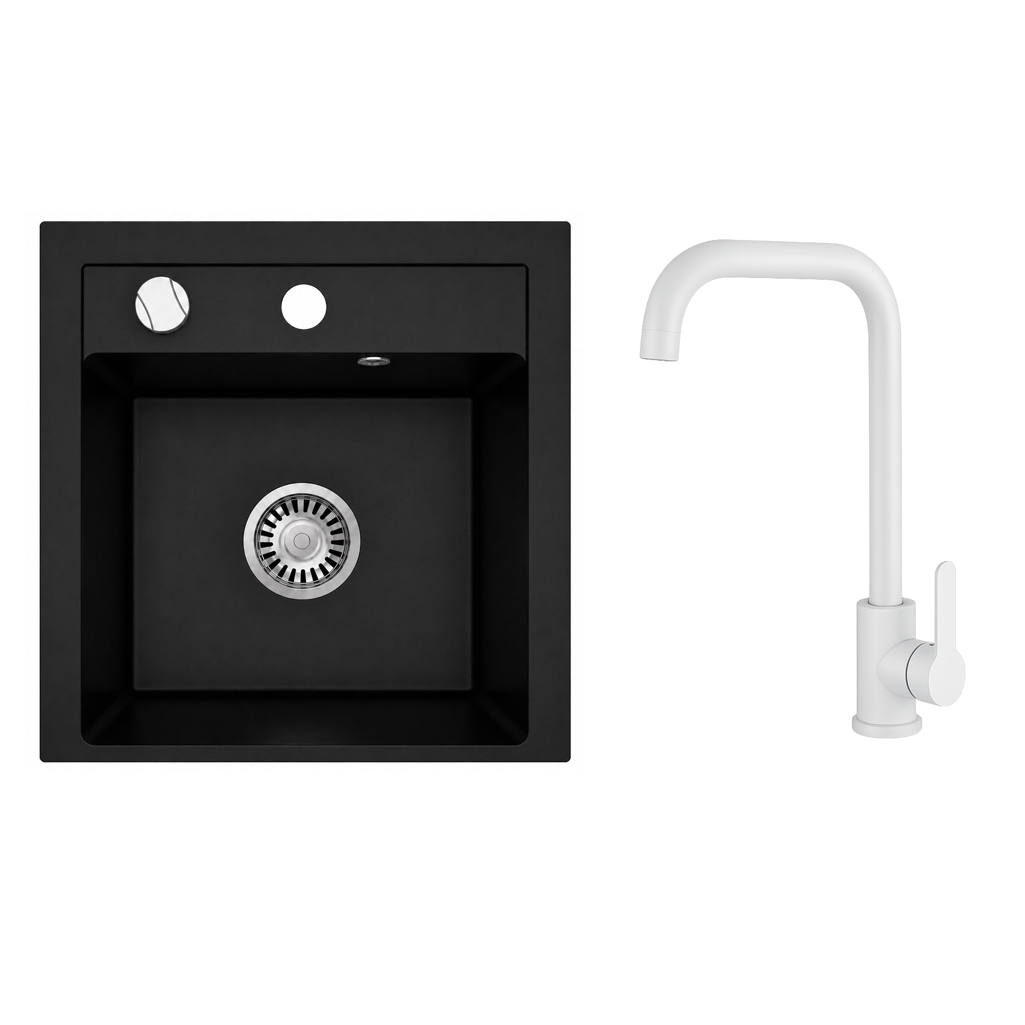 Faizee Home Granitspüle Milano 52 × 49 cm mit wählbarer Armatur