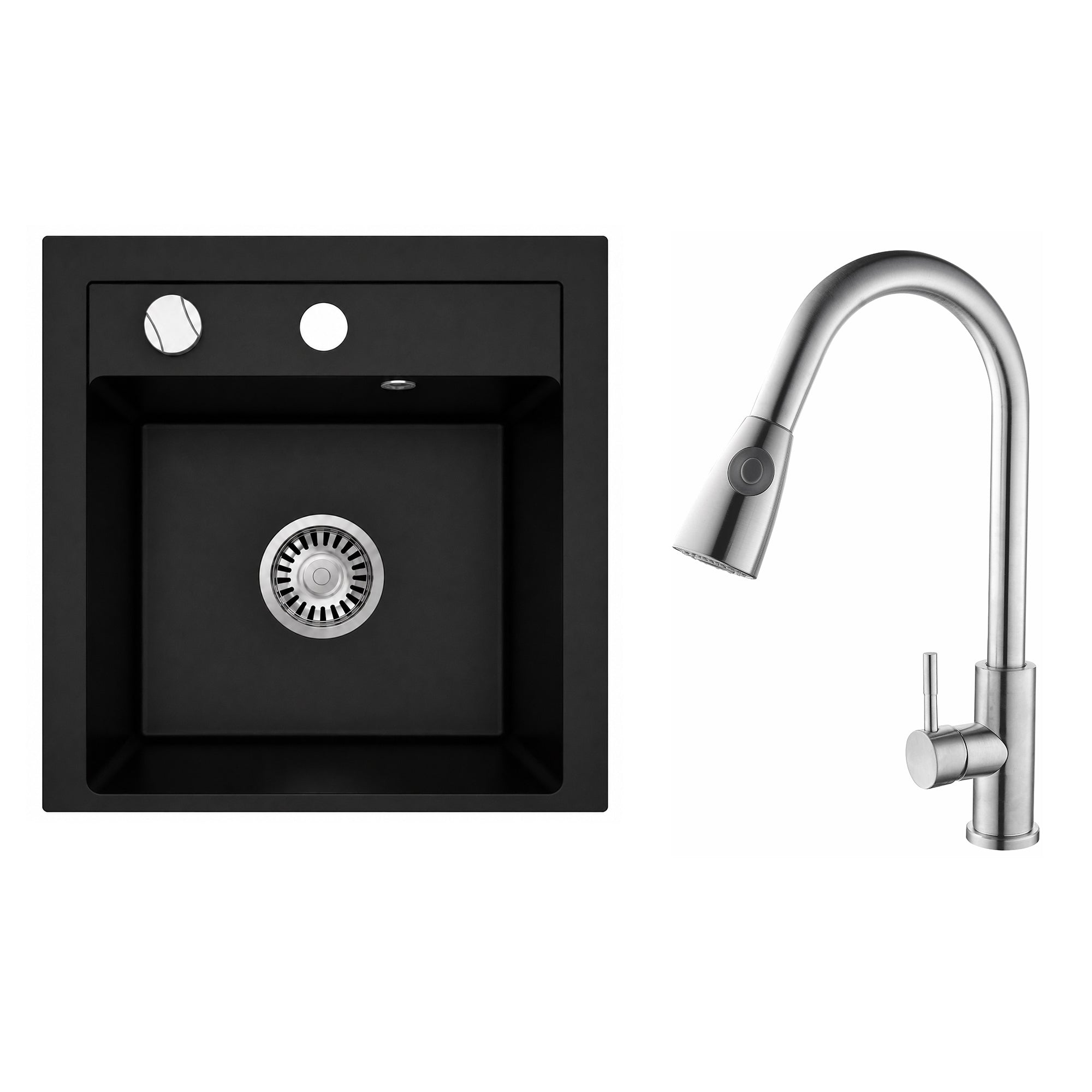 Faizee Home Granitspüle Milano 52 × 49 cm mit wählbarer Armatur