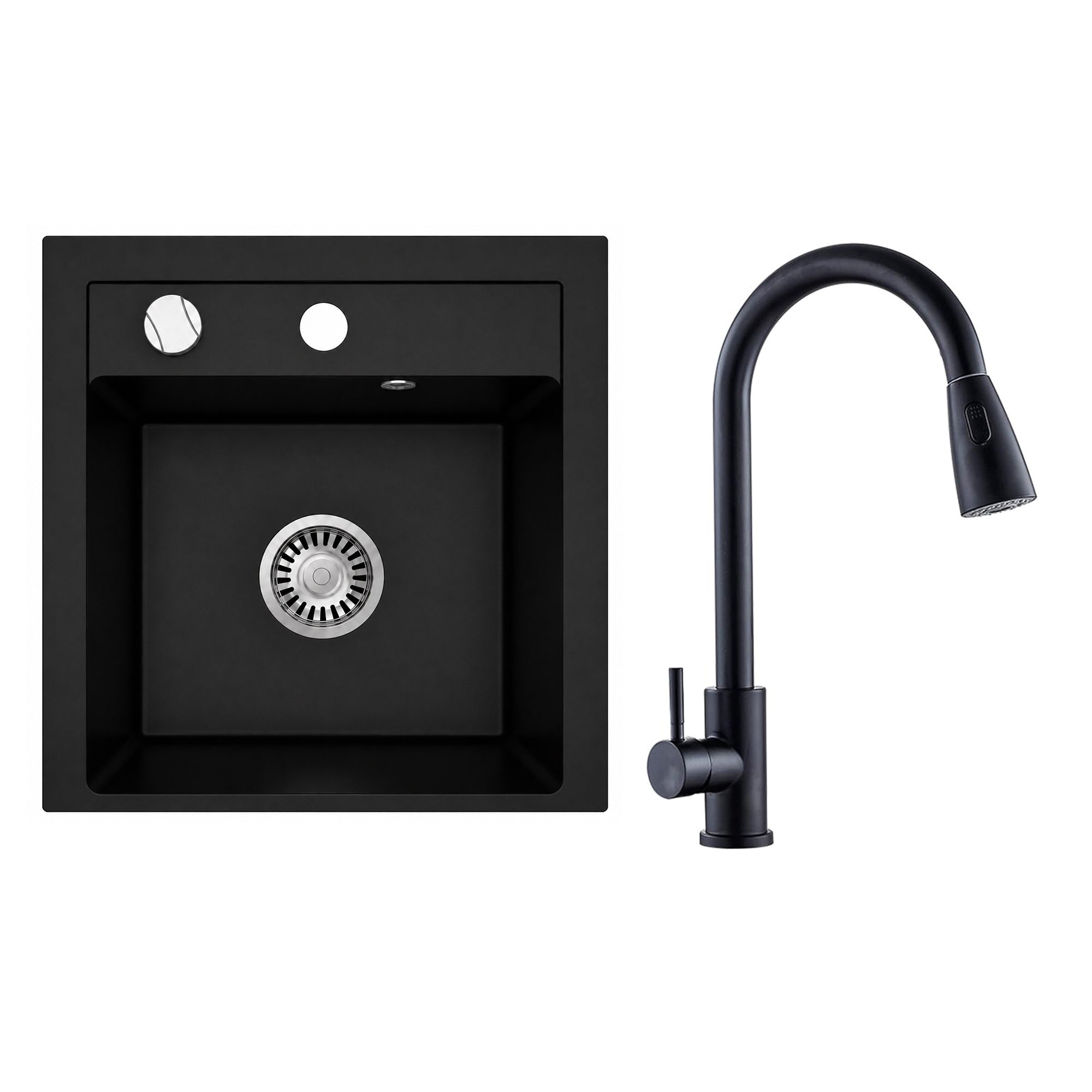 Faizee Home Granitspüle Milano 52 × 49 cm mit wählbarer Armatur