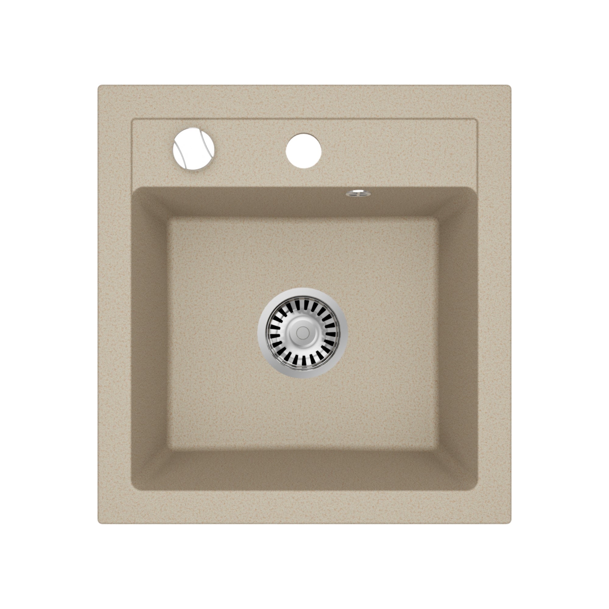 Faizee Home Granitspüle Milano 52 × 49 cm – eckige Einbauspüle inkl. Siphon & Drehexzenter