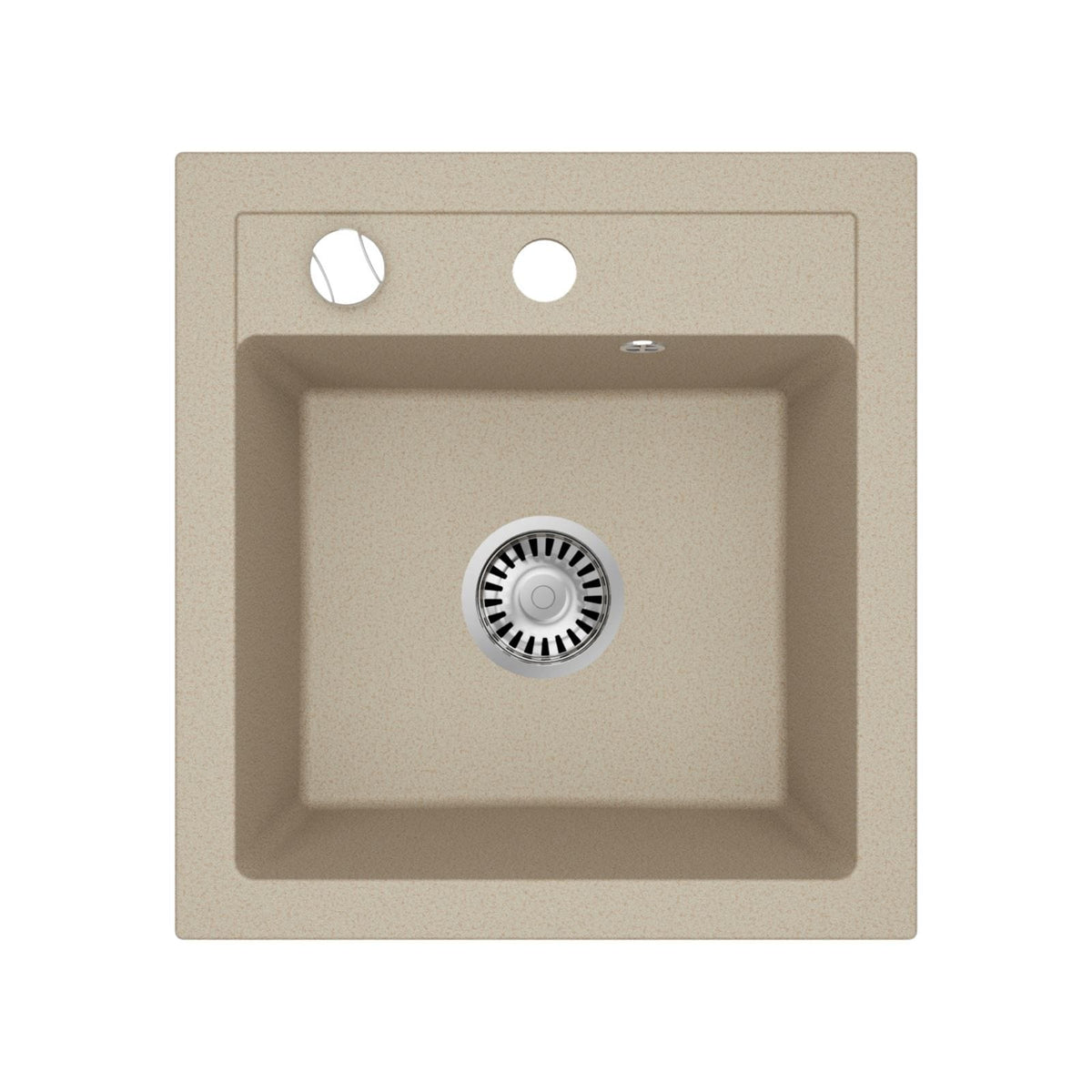 Faizee Home Granitspüle Milano 52 × 49 cm – eckige Einbauspüle inkl. Siphon & Drehexzenter