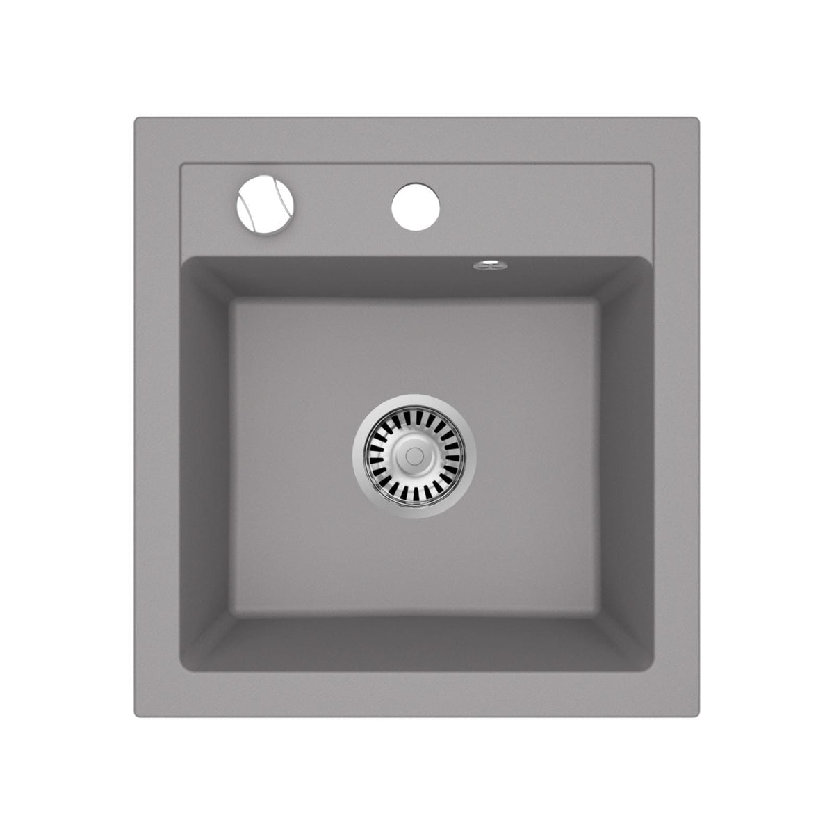 Faizee Home Granitspüle Milano 52 × 49 cm – eckige Einbauspüle inkl. Siphon & Drehexzenter