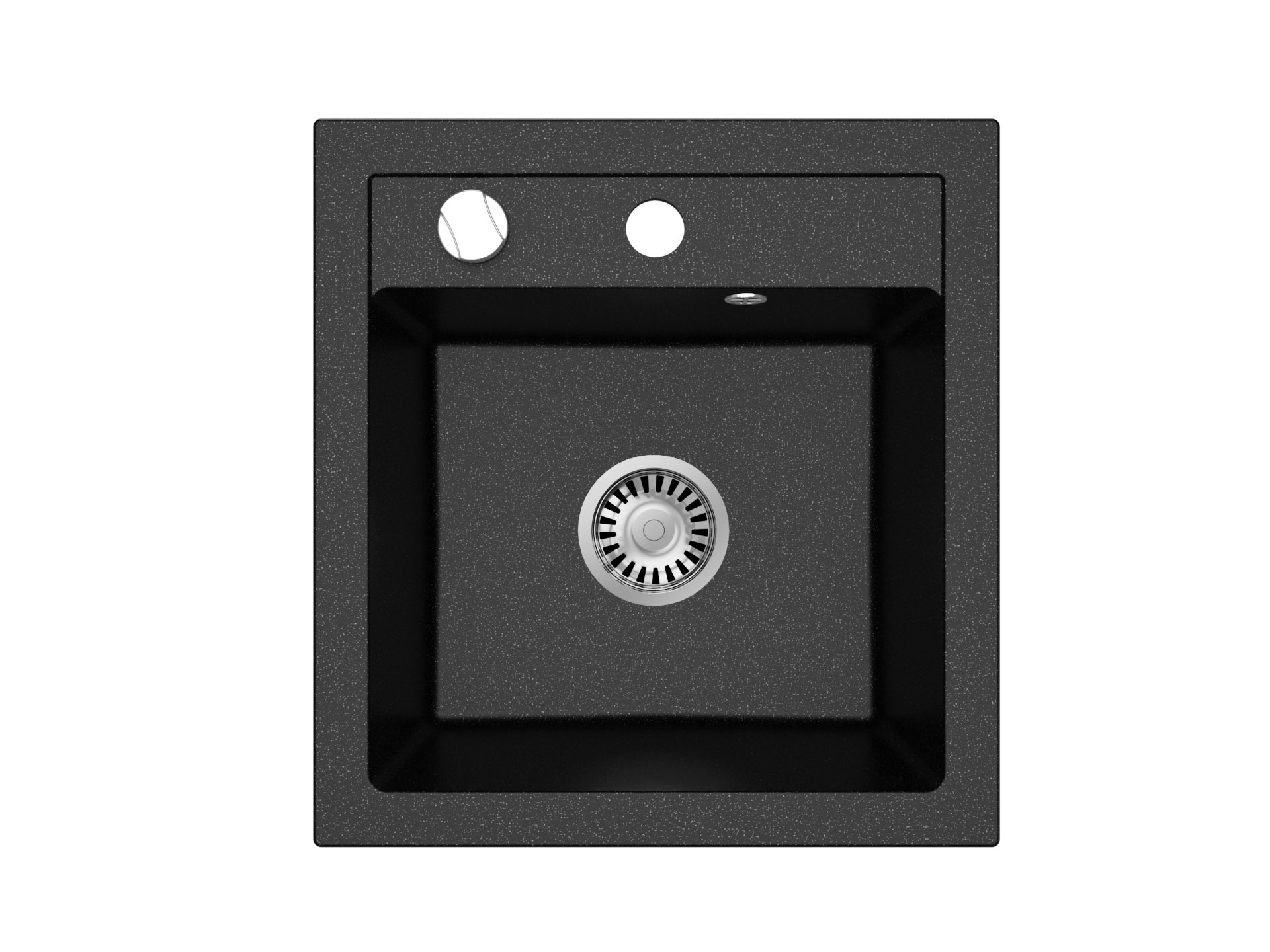 Faizee Home Granitspüle Milano 52 × 49 cm – eckige Einbauspüle inkl. Siphon & Drehexzenter