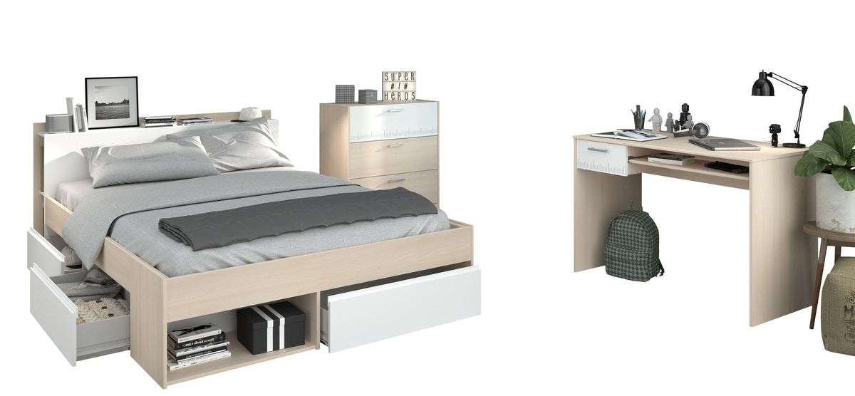 Parisot Most 59 Jugendzimmer Set 140x200 cm Bett Schreibtisch Kommode