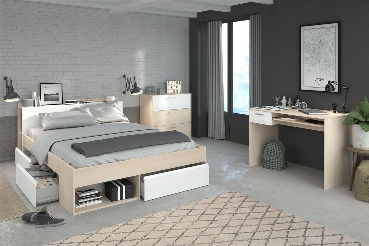 Parisot Most 59 Jugendzimmer Set 140x200 cm Bett Schreibtisch Kommode