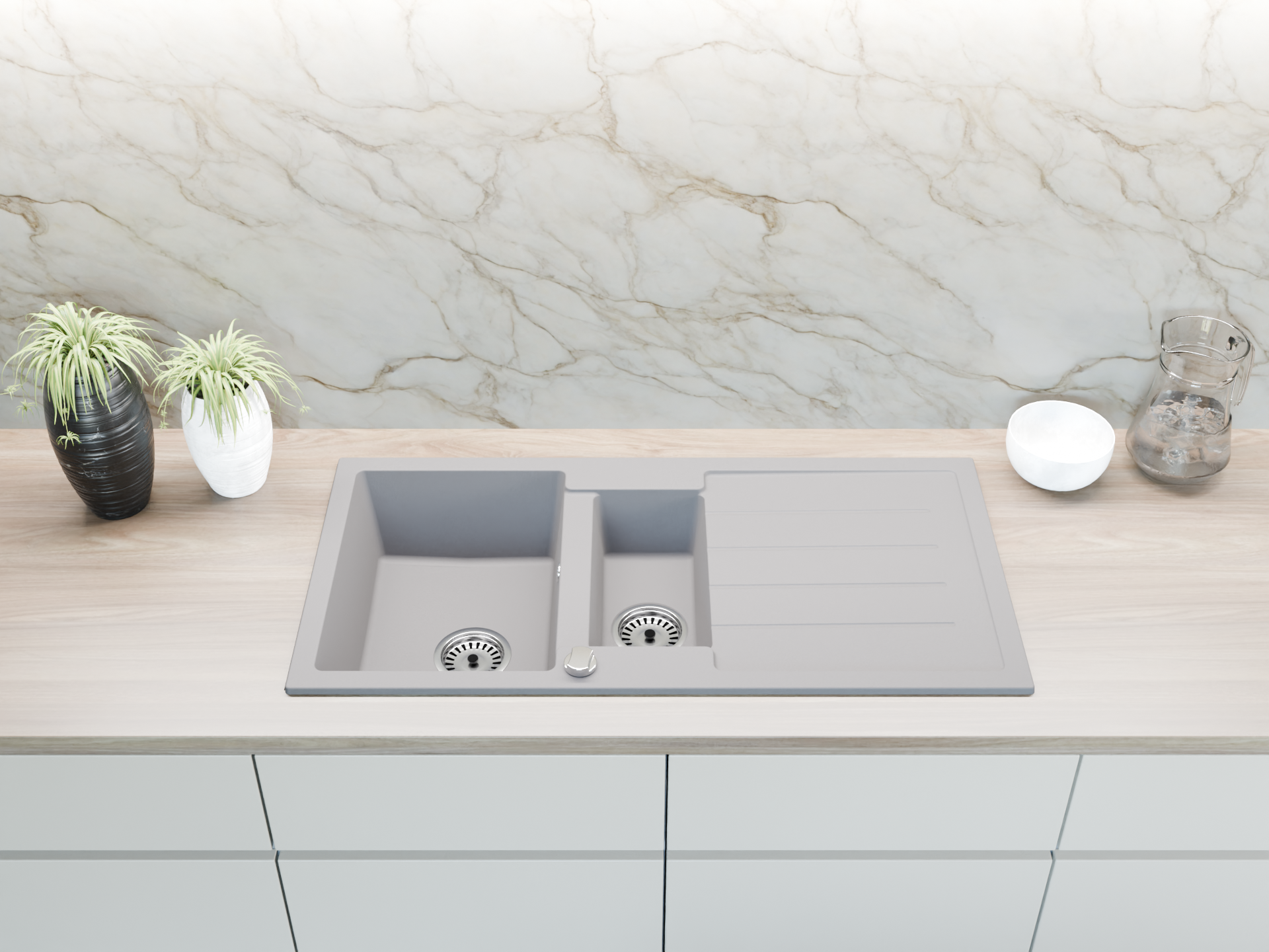 Faizee Home Granitspüle 100x50 cm Küchenspüle mit Siphon Farbwahl