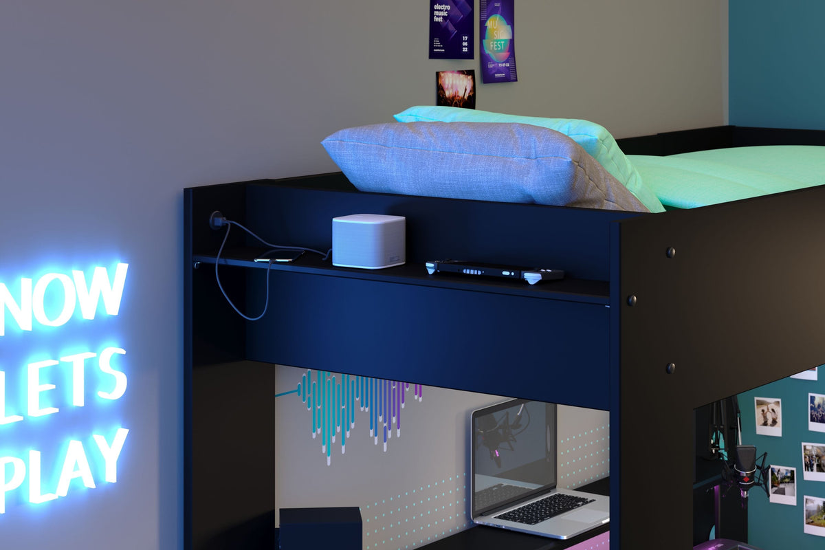 Parisot Online 1 Gaming-Hochbett 90x200 cm mit LED & USB