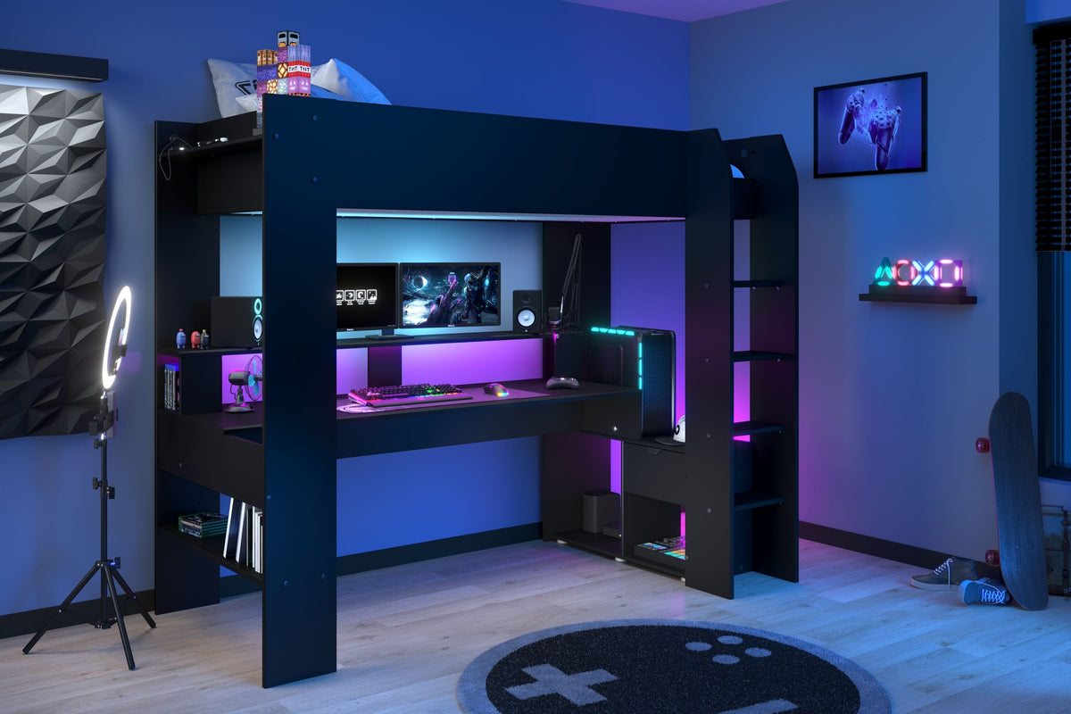 Parisot Online 1 Gaming-Hochbett 90x200 cm mit LED & USB
