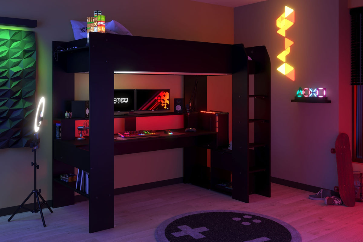 Parisot Online 1 Gaming-Hochbett 90x200 cm mit LED & USB
