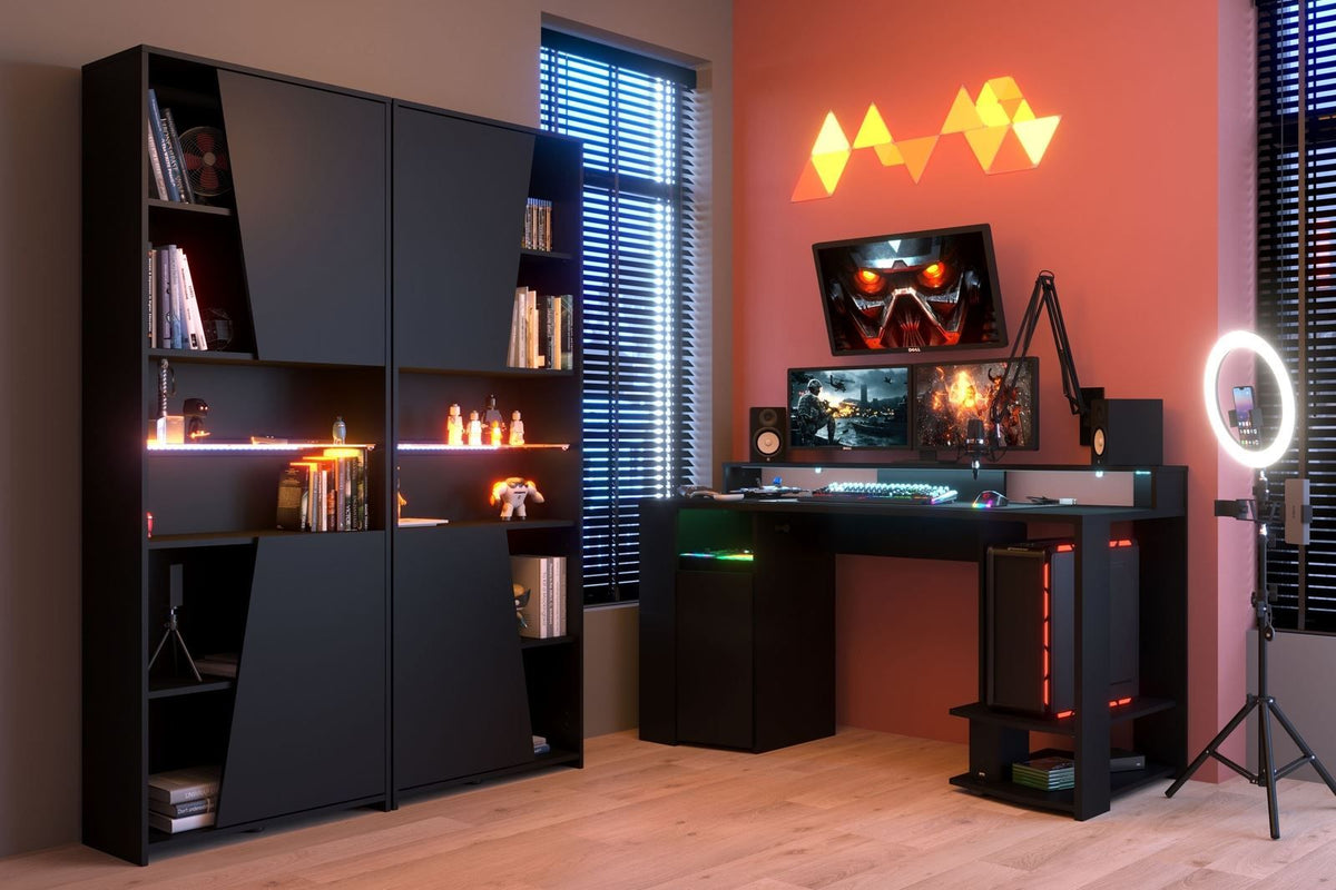Parisot Gaming 1 Jugendzimmer-Set – modernes Gaming-Zimmer mit LED-Beleuchtung und viel Stauraum
