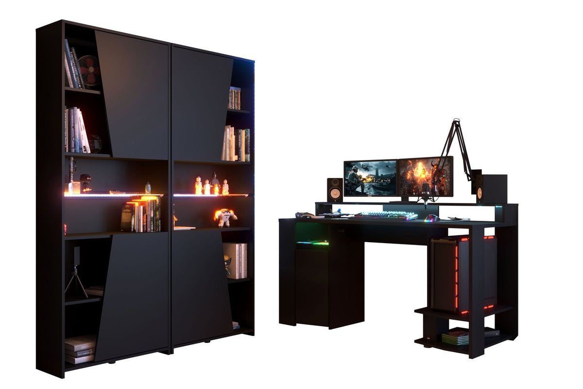 Parisot Gaming 1 Jugendzimmer-Set – modernes Gaming-Zimmer mit LED-Beleuchtung und viel Stauraum