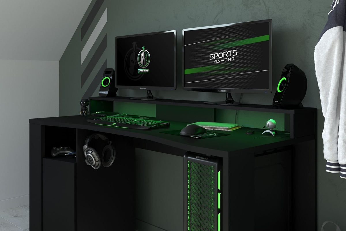 Parisot Gaming 1 Jugendzimmer-Set – modernes Gaming-Zimmer mit LED-Beleuchtung und viel Stauraum
