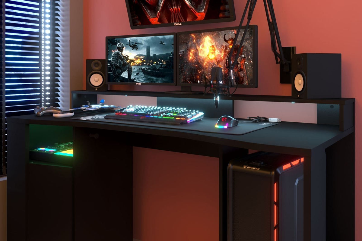 Parisot Gaming 1 Jugendzimmer-Set – modernes Gaming-Zimmer mit LED-Beleuchtung und viel Stauraum