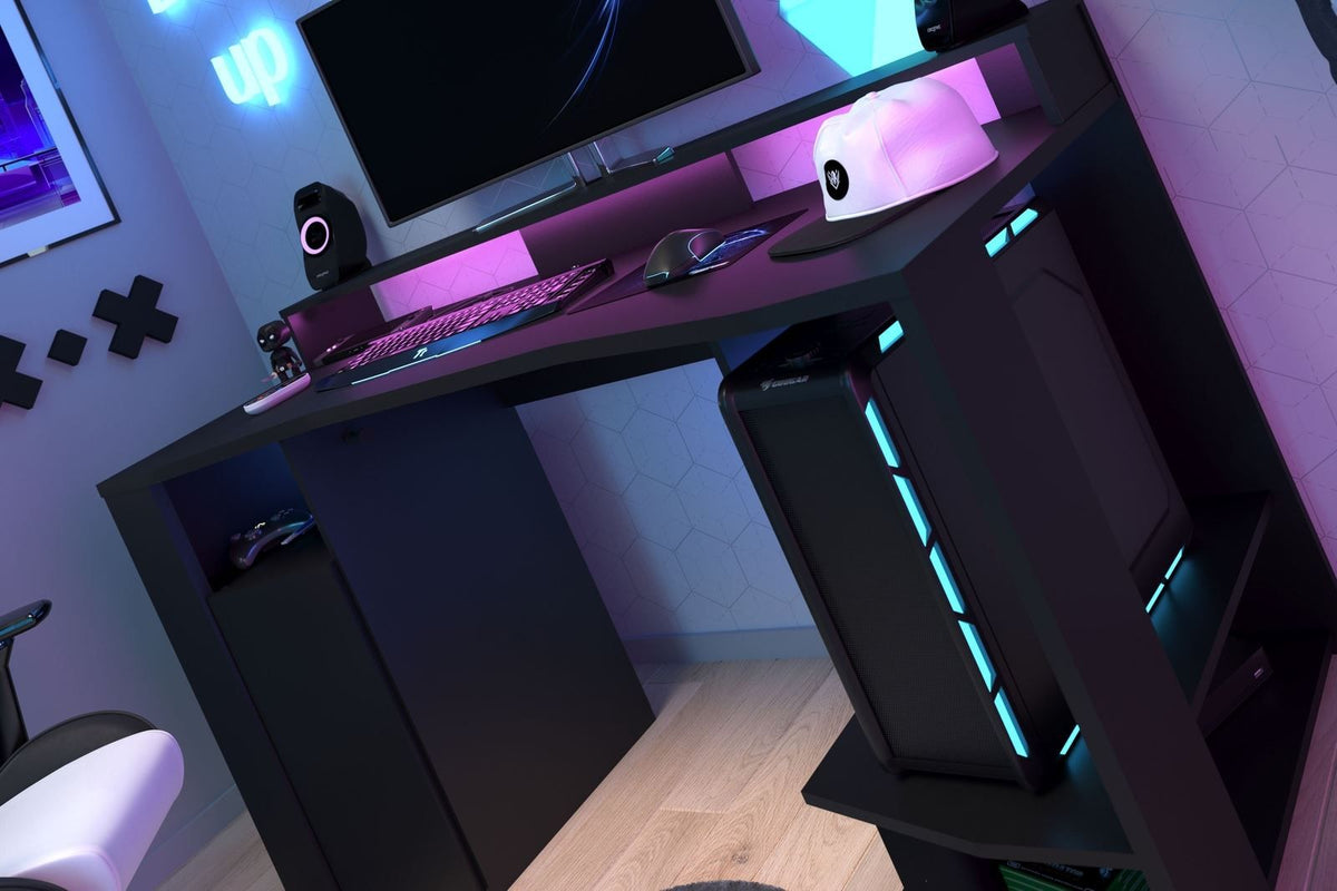 Parisot Gaming 1 Jugendzimmer-Set – modernes Gaming-Zimmer mit LED-Beleuchtung und viel Stauraum
