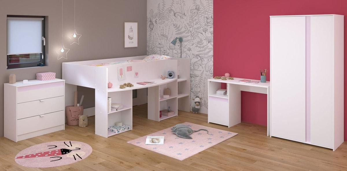 Parisot Pirouette 11 Hochbett Weiß/Grau oder Rosa 90x200 cm