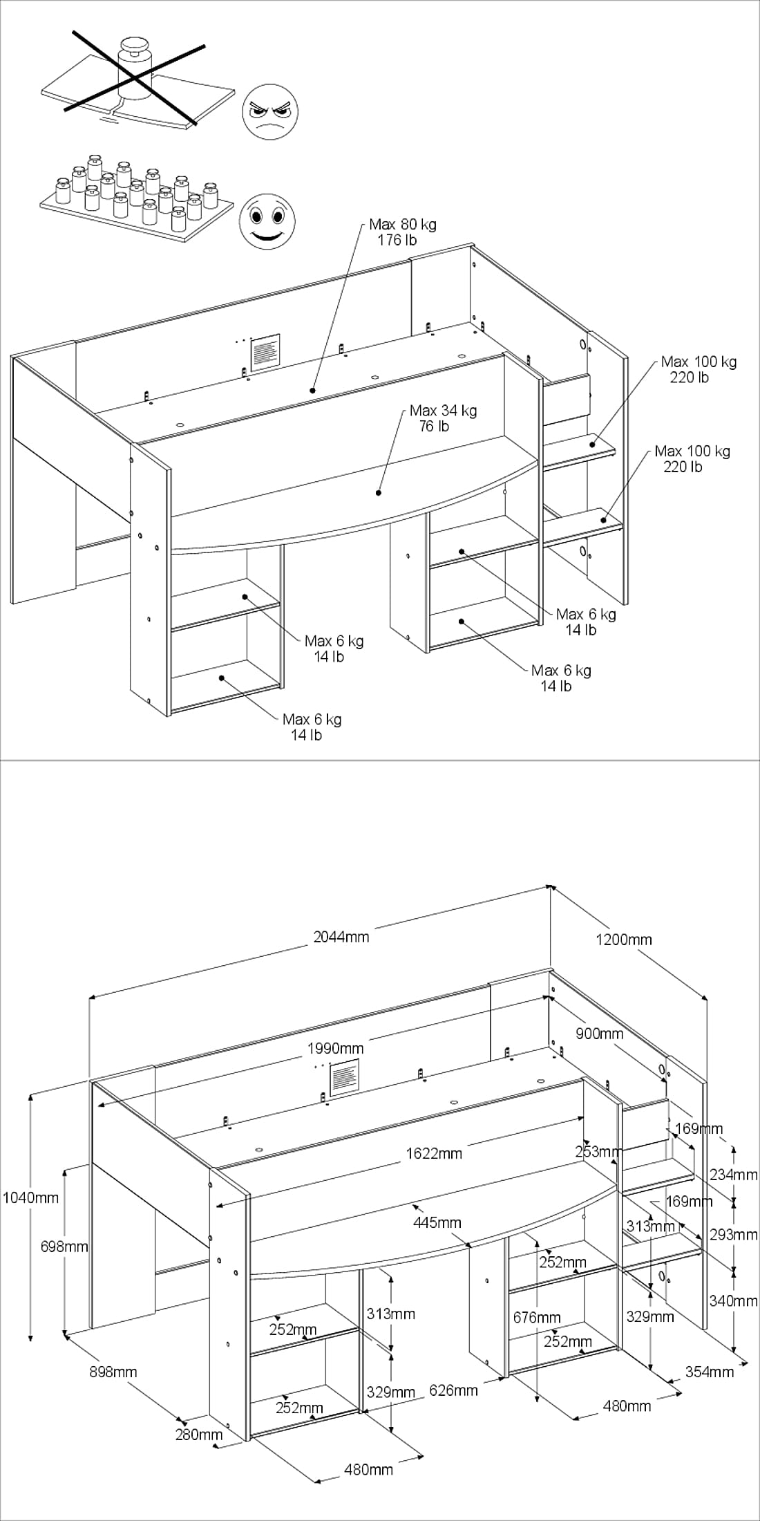 Parisot Pirouette 12 Kinderzimmer-Set 3-tlg. mit Hochbett