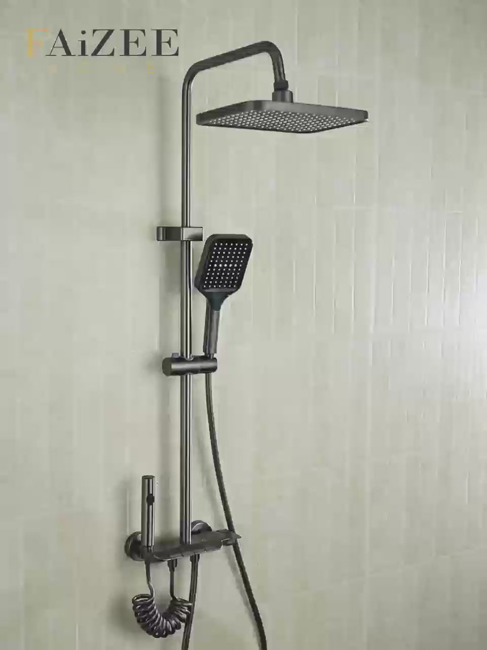 Hydroniq Regenduschkopf Duschset mit Thermostat – Regendusche mit Handbrause & höhenverstellbarer Duschstange