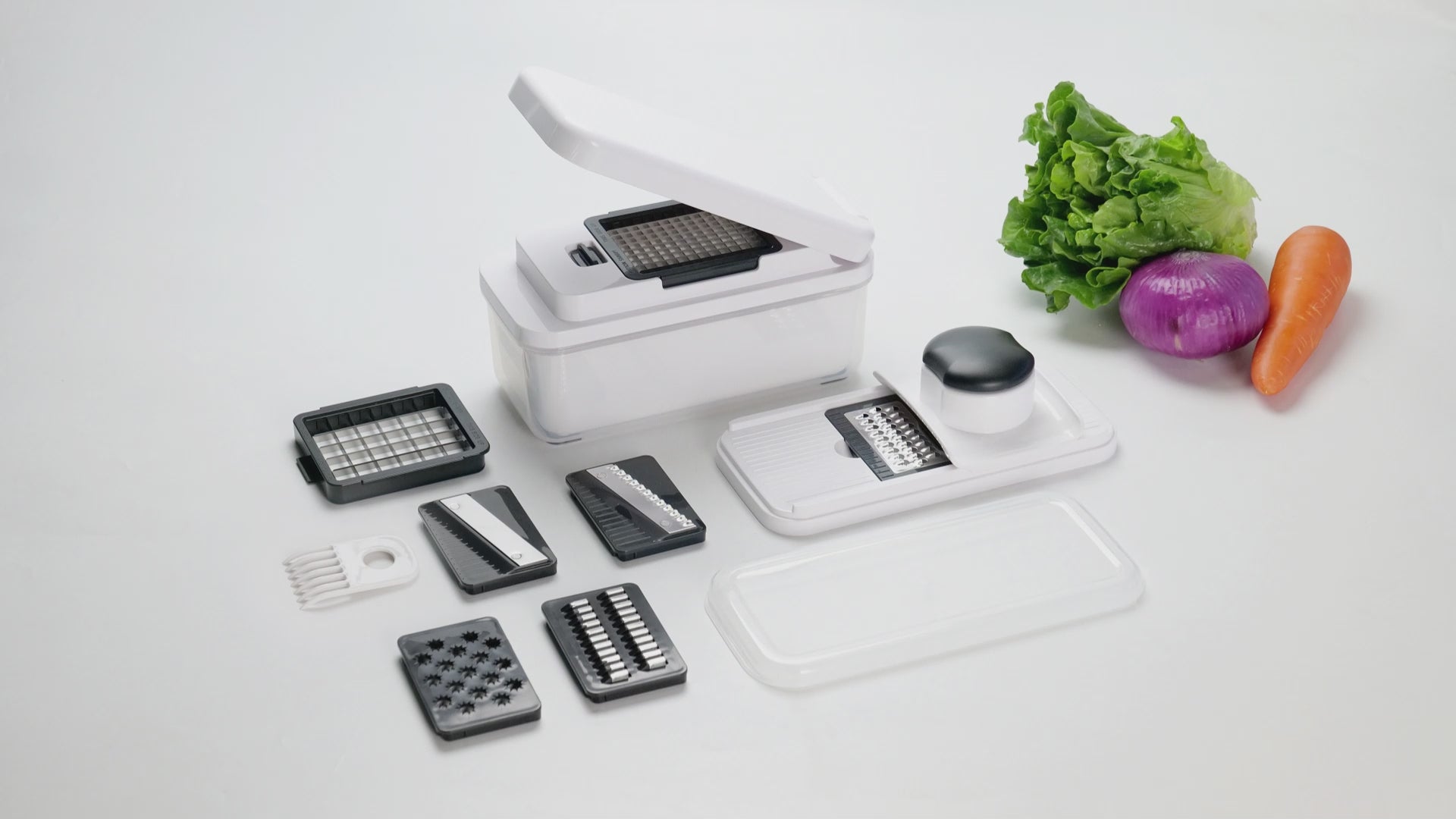 Faizee Home Prime Slice Gemüseschneider – 5 Edelstahlklingen – Schneiden, Reiben & Raspeln – Mit Auffangbehälter