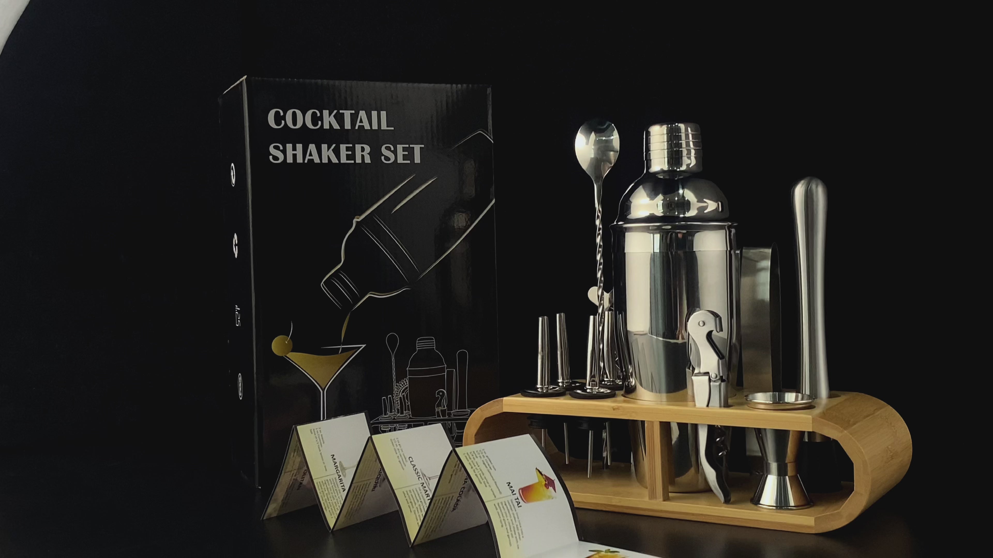Faizee Home Cocktail-Set Edelstahl 7-tlg. oder 11-tlg. mit Shaker & Barzubehör