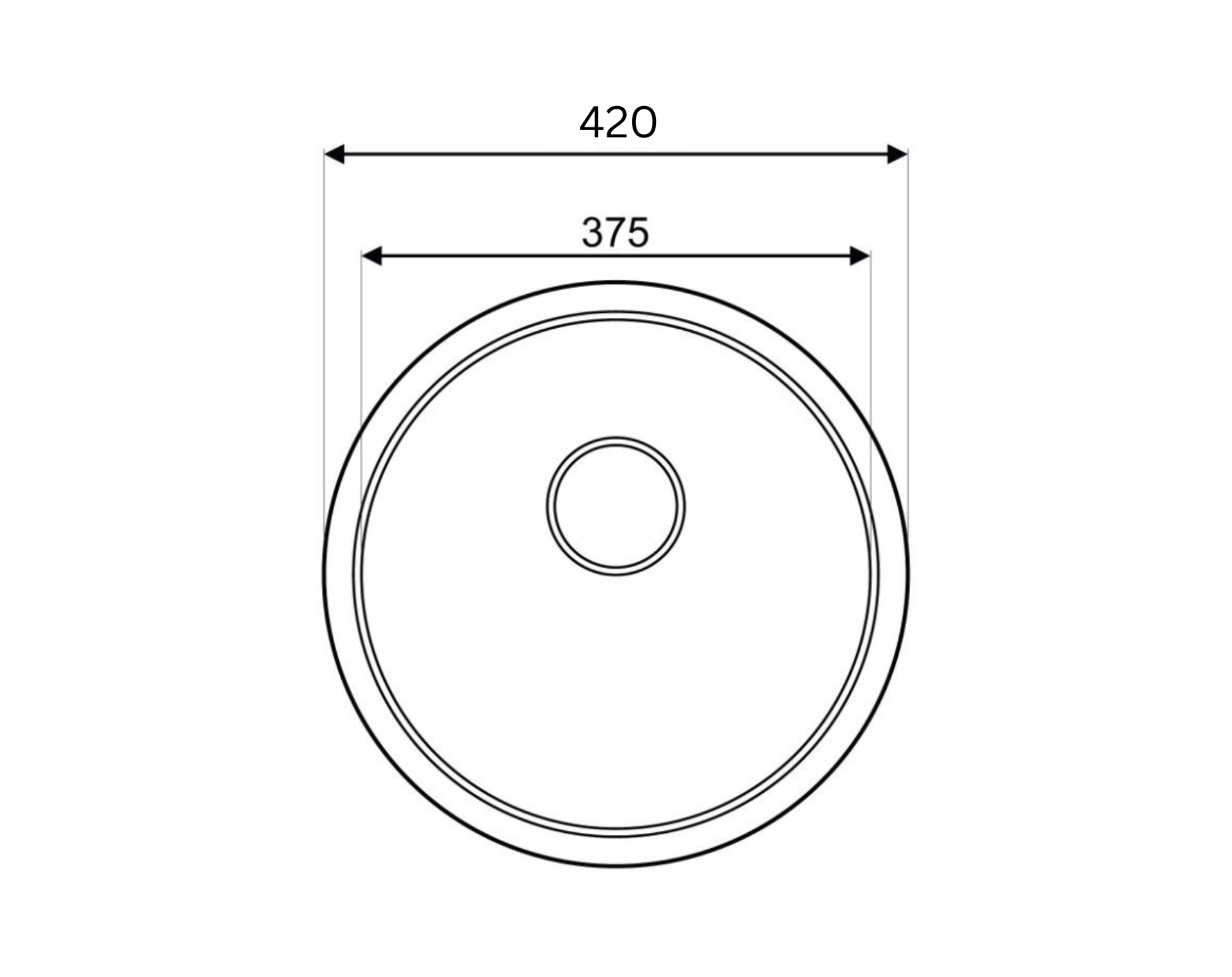 runde Edelstahl Einbauspüle mit Ø 42 cm