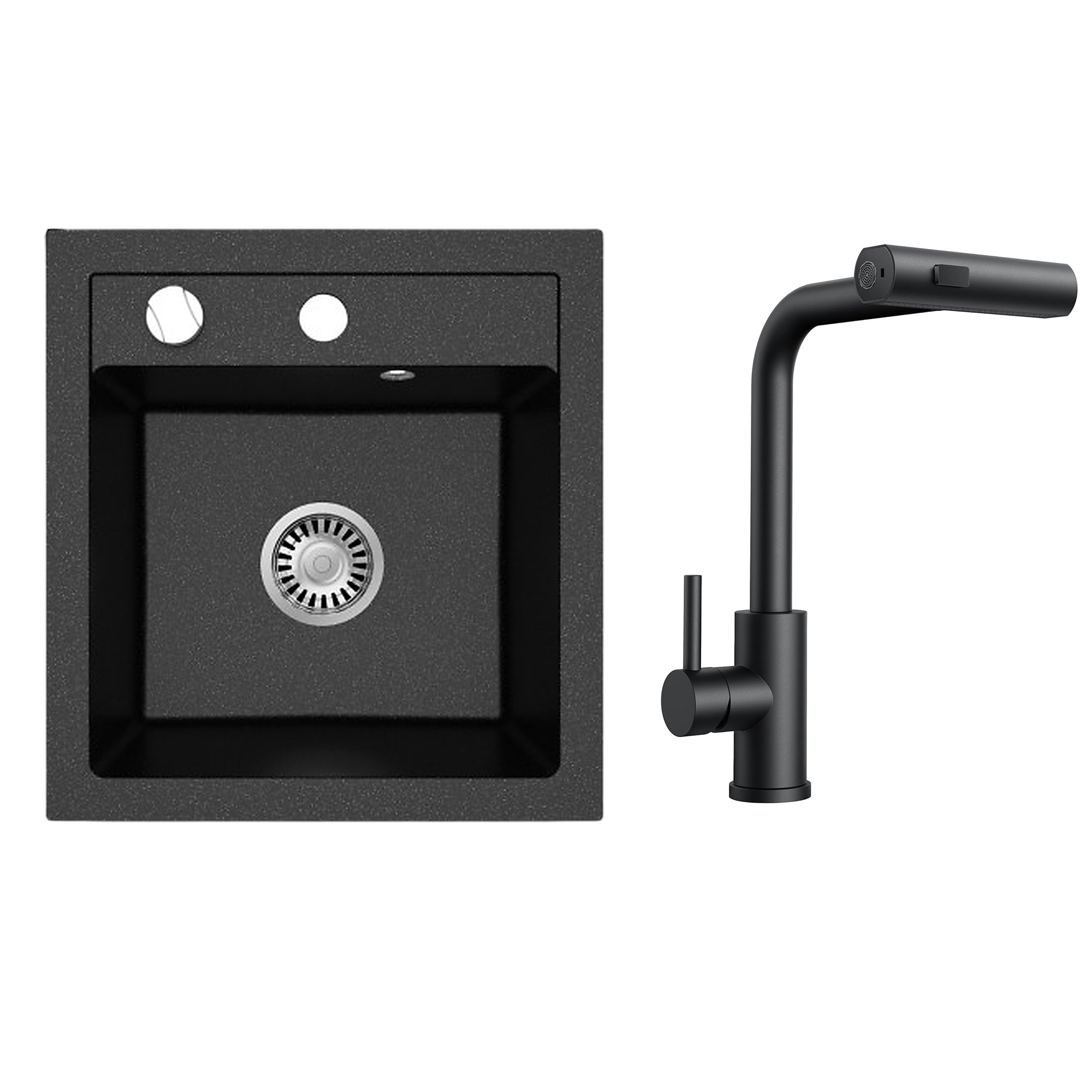 Faizee Home Granitspüle Milano 52 × 49 cm mit wählbarer Armatur