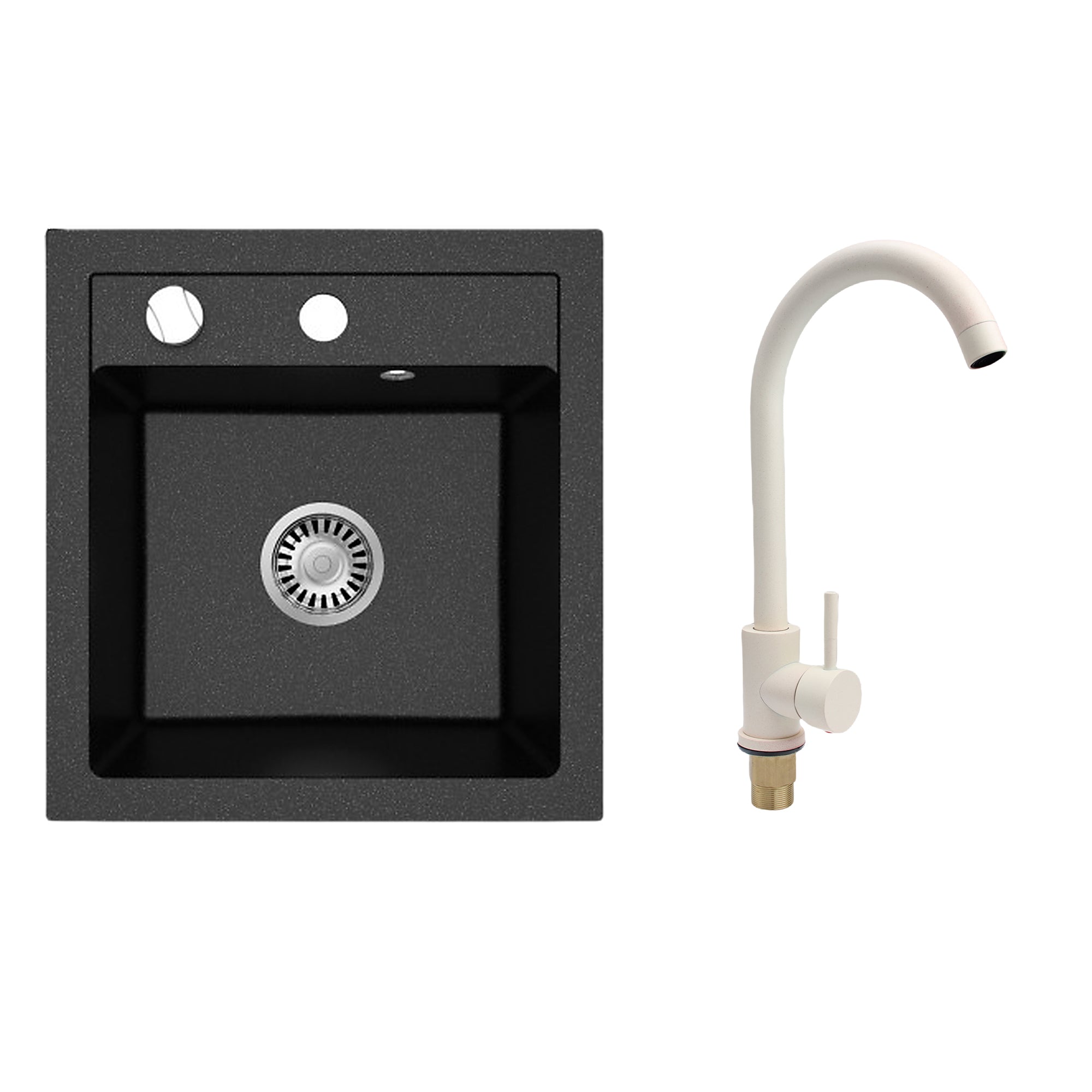 Faizee Home Granitspüle Milano 52 × 49 cm mit wählbarer Armatur