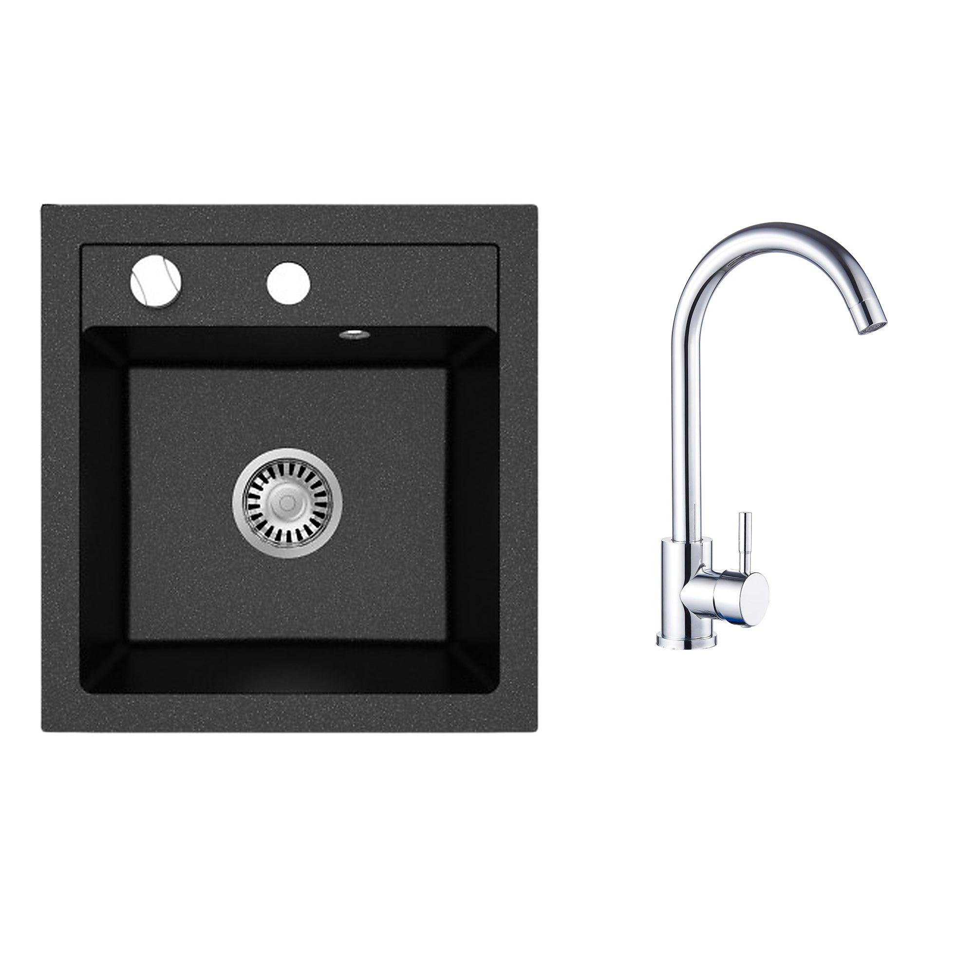 Faizee Home Granitspüle Milano 52 × 49 cm mit wählbarer Armatur