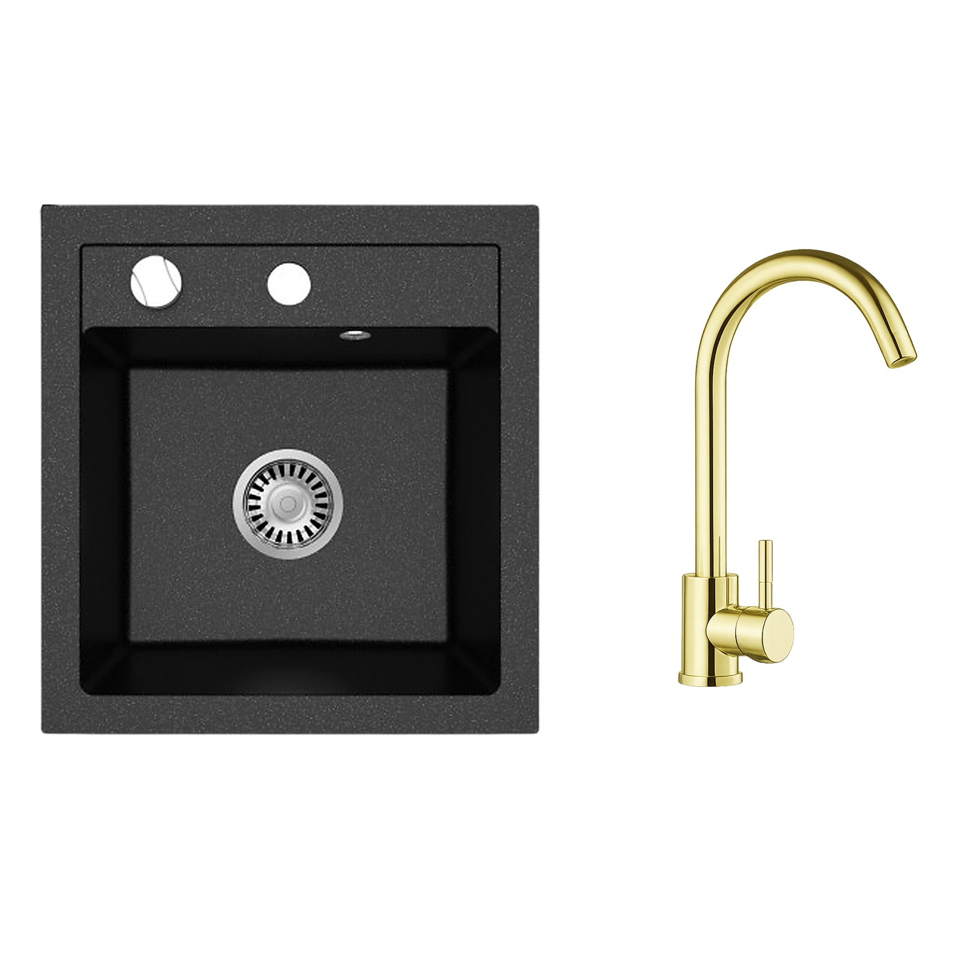Faizee Home Granitspüle Milano 52 × 49 cm mit wählbarer Armatur