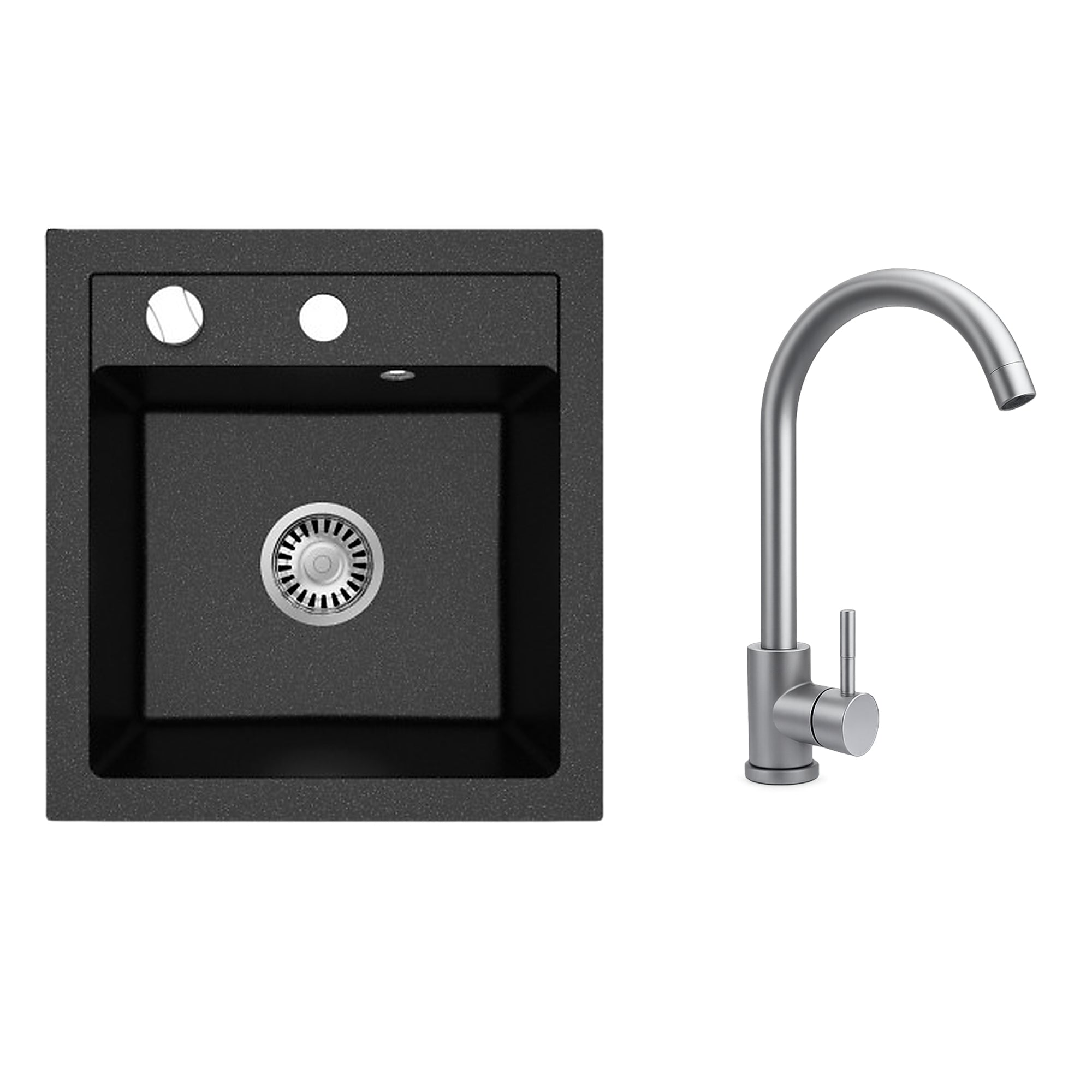 Faizee Home Granitspüle Milano 52 × 49 cm mit wählbarer Armatur