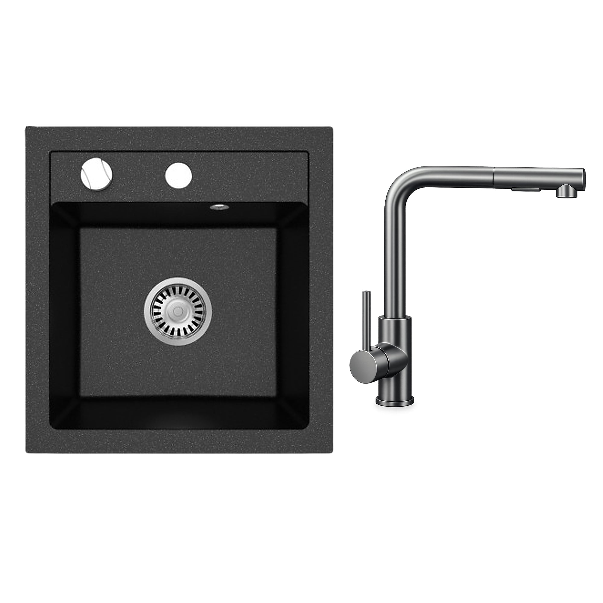 Faizee Home Granitspüle Milano 52 × 49 cm mit wählbarer Armatur