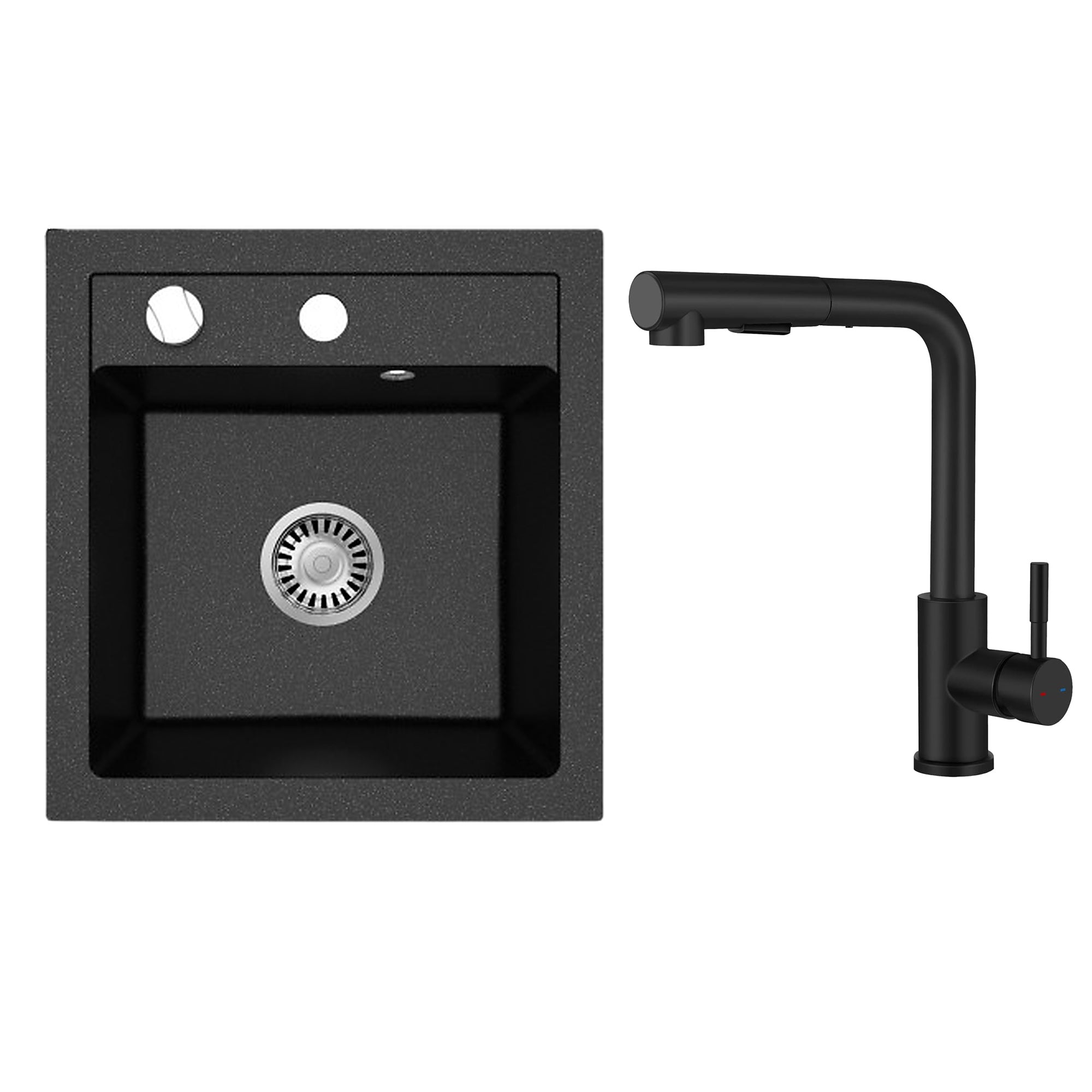 Faizee Home Granitspüle Milano 52 × 49 cm mit wählbarer Armatur