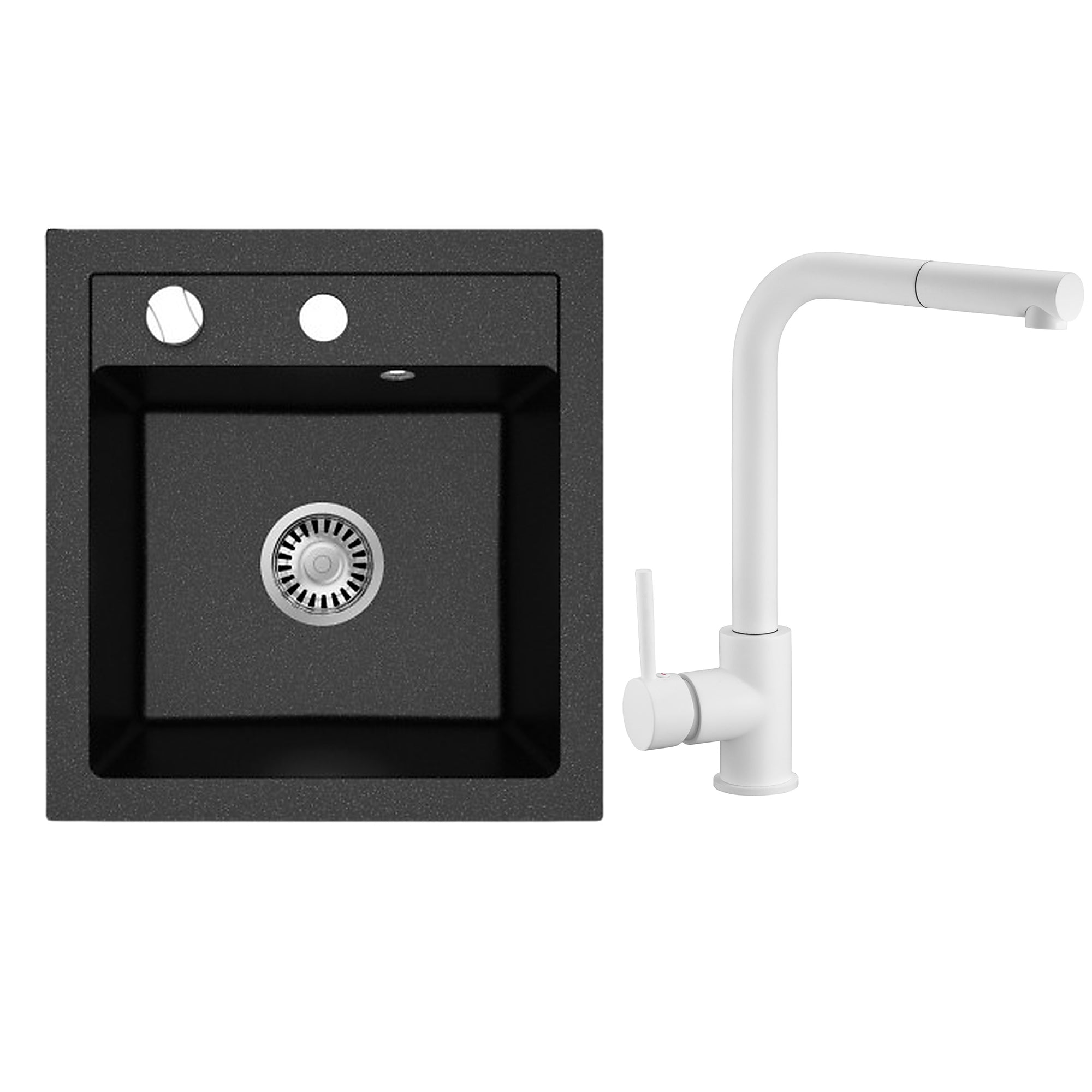Faizee Home Granitspüle Milano 52 × 49 cm mit wählbarer Armatur