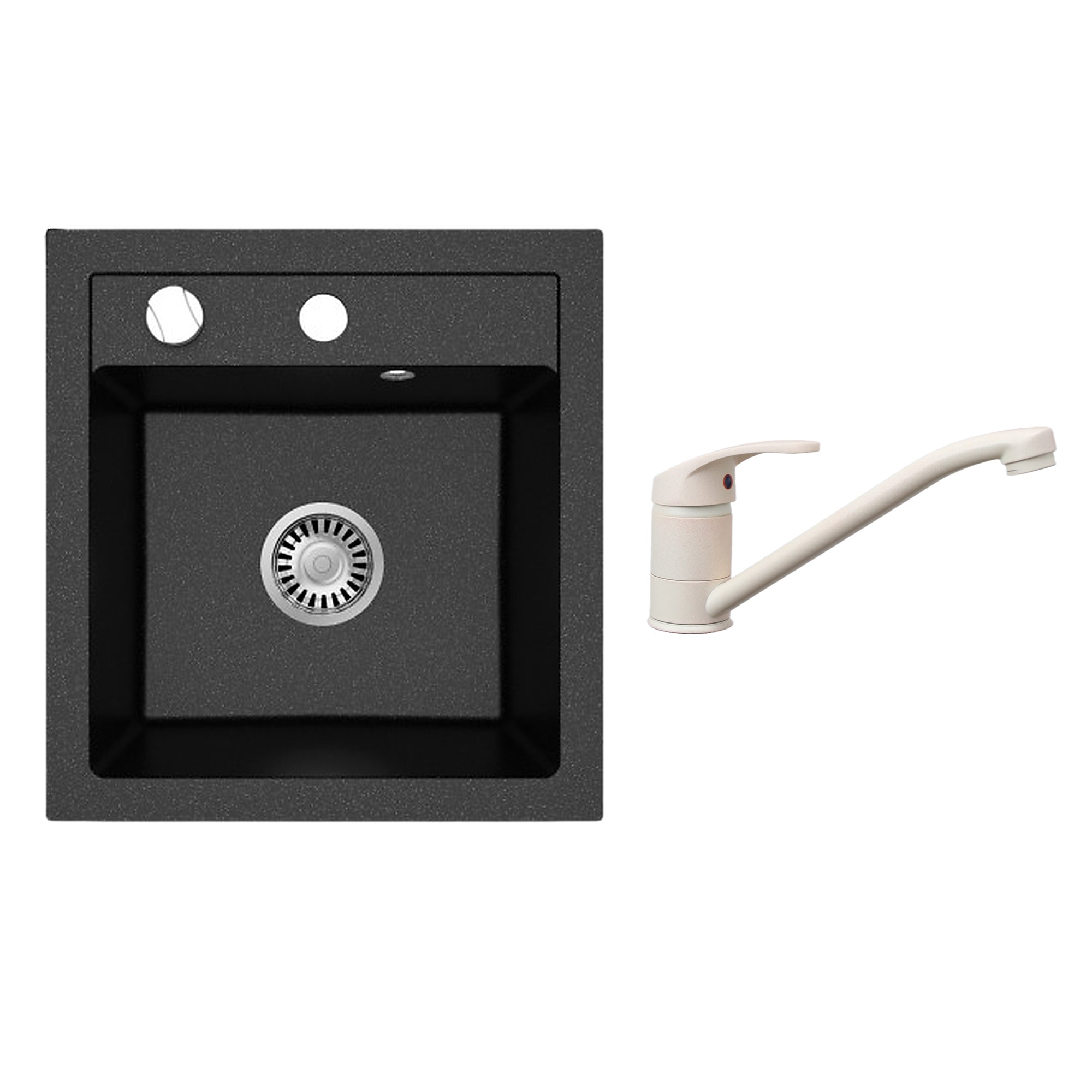 Faizee Home Granitspüle Milano 52 × 49 cm mit wählbarer Armatur