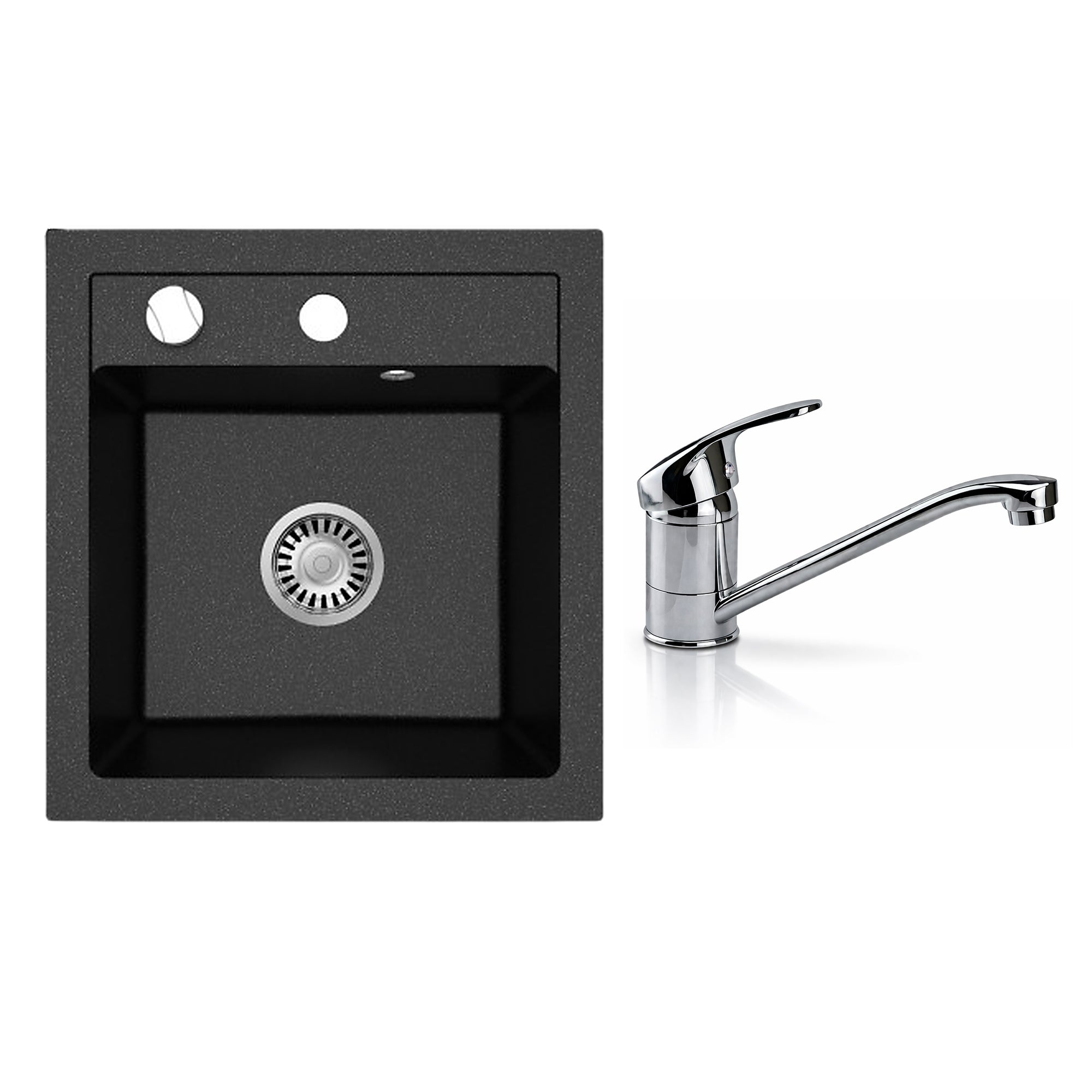 Faizee Home Granitspüle Milano 52 × 49 cm mit wählbarer Armatur