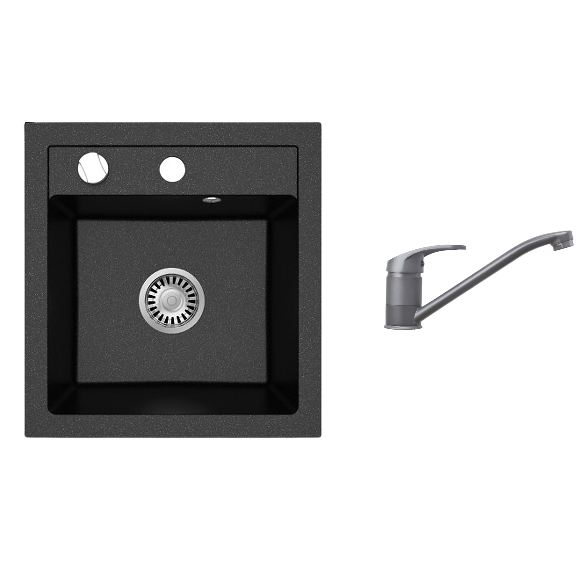 Faizee Home Granitspüle Milano 52 × 49 cm mit wählbarer Armatur