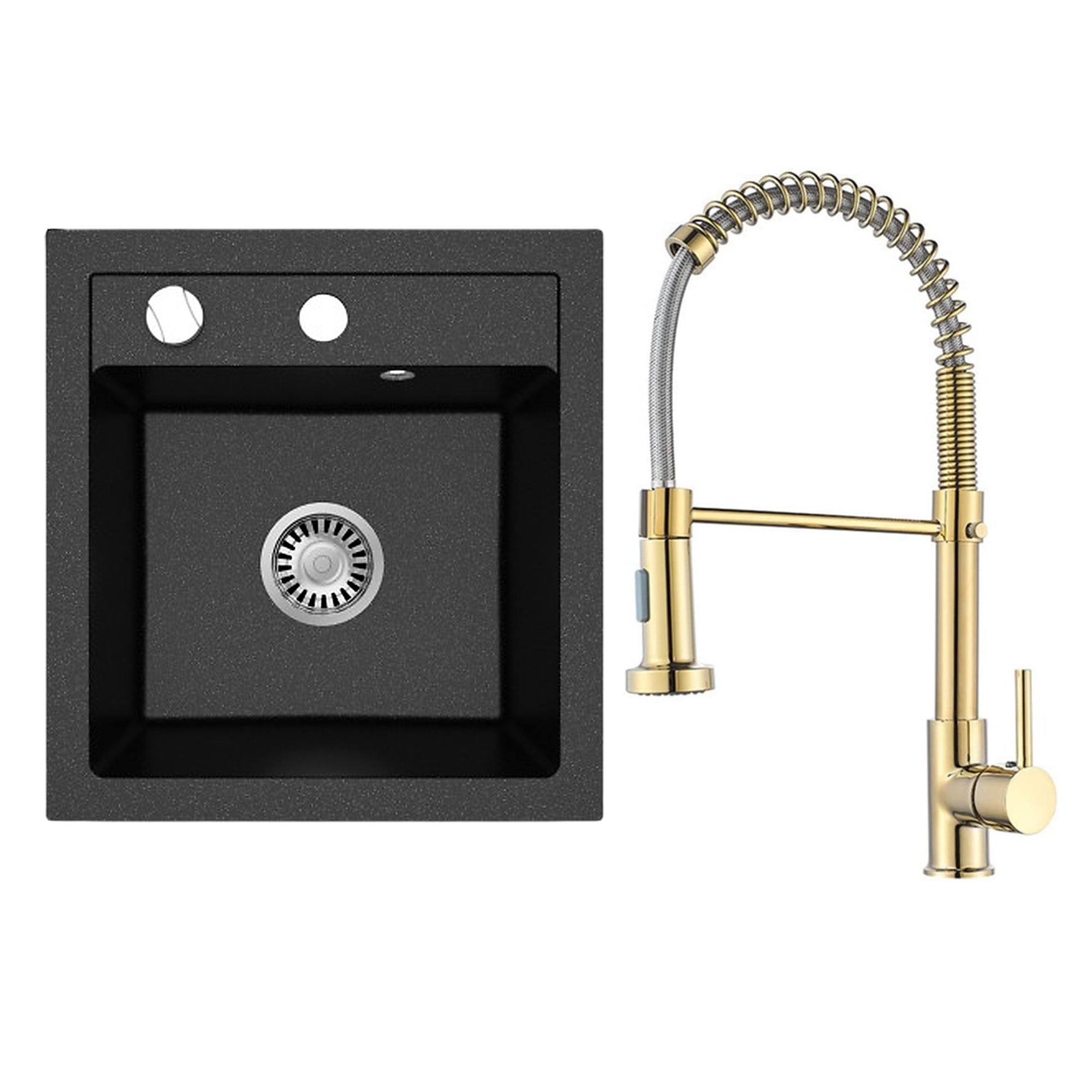 Faizee Home Granitspüle Milano 52 × 49 cm mit wählbarer Armatur