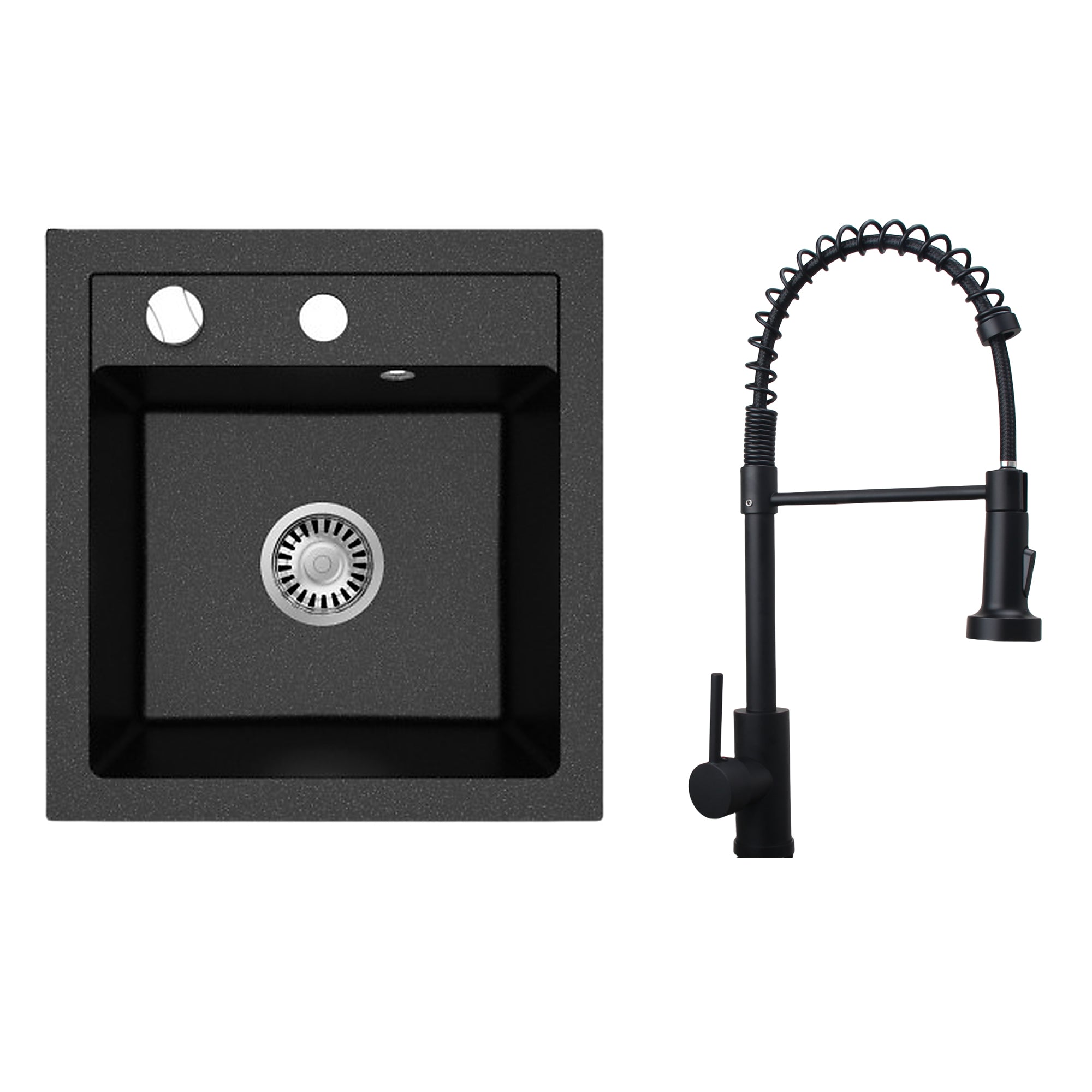 Faizee Home Granitspüle Milano 52 × 49 cm mit wählbarer Armatur