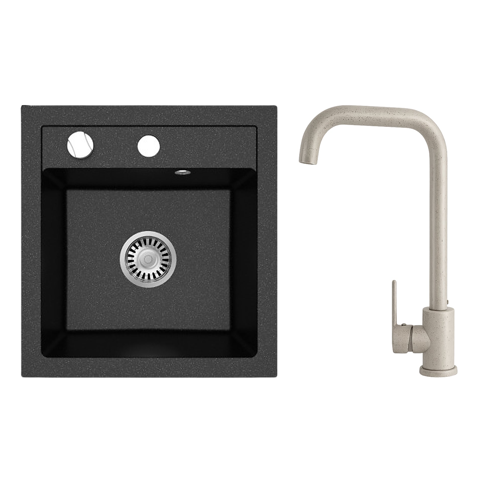 Faizee Home Granitspüle Milano 52 × 49 cm mit wählbarer Armatur