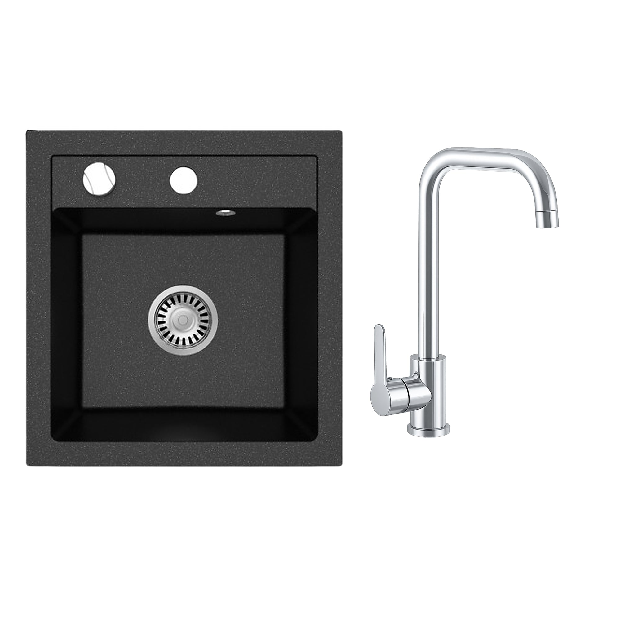 Faizee Home Granitspüle Milano 52 × 49 cm mit wählbarer Armatur