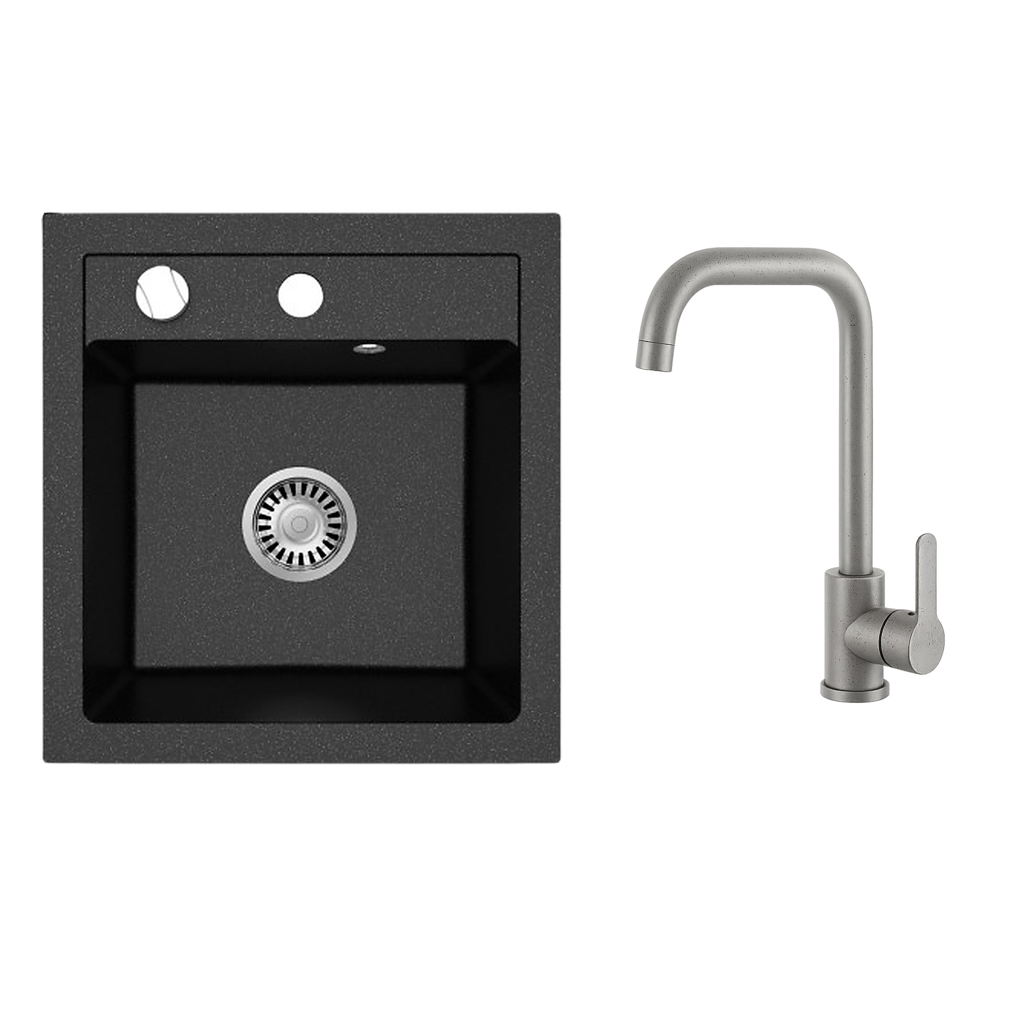 Faizee Home Granitspüle Milano 52 × 49 cm mit wählbarer Armatur